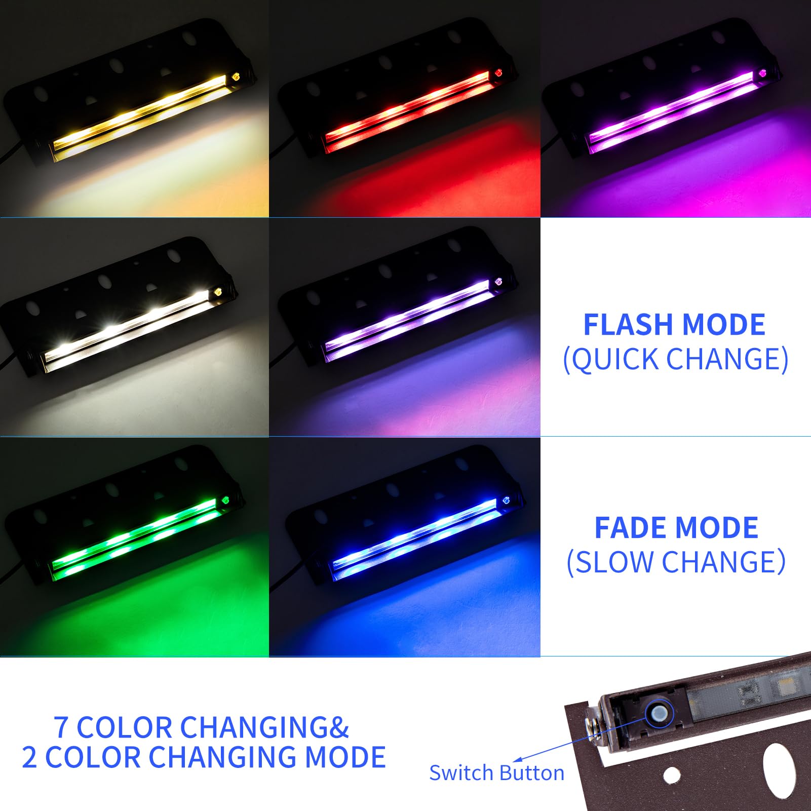 Kwinmyso RGBW LED Hardscape Lighting, 12in 4-Pack, Aluminum, Color Changing, Low Voltage Outdoor Step Lights, Model RGB-12-4