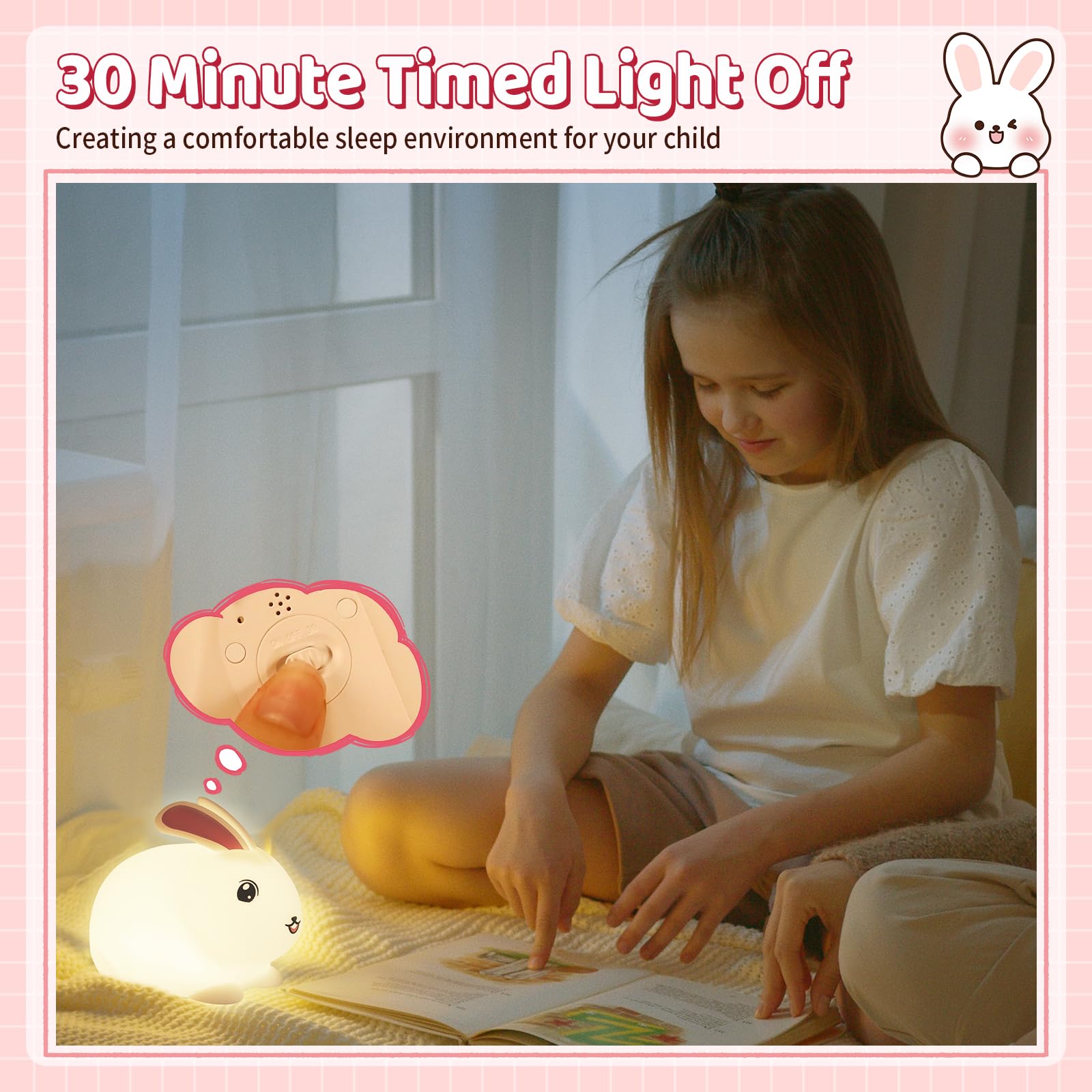 SALUOKE Baby Night Light 7-Color: Soft Silicone Nursery Light for Kids Room Decor with Portable Rechargeable Cute NightLamp Anim