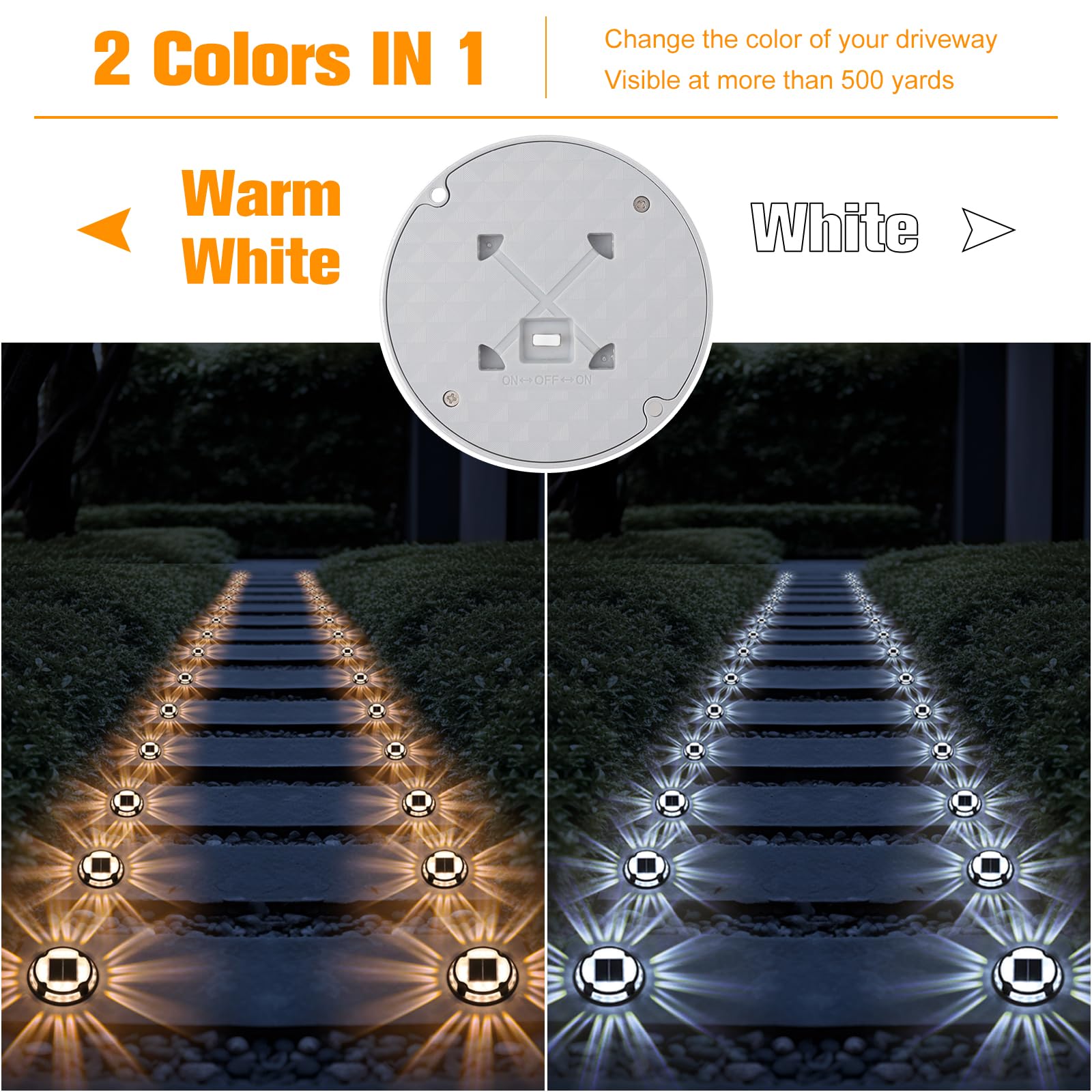 VOLISUN Solar Driveway Lights, 12 Pack LED Waterproof Ground Lights, White/Warm White, Cast Aluminium, Model 21083ZM