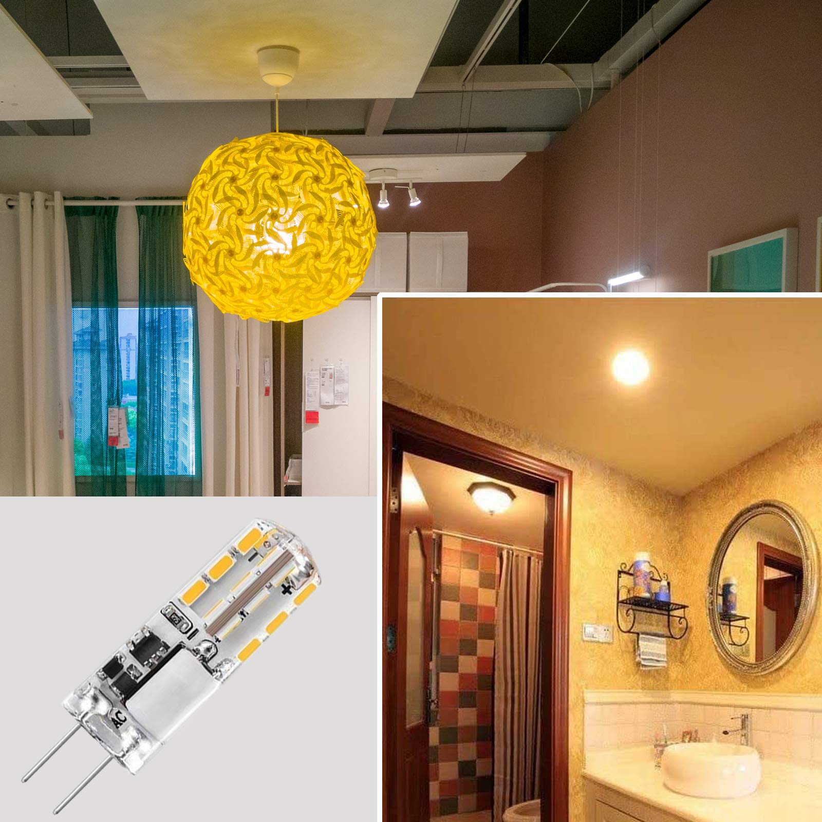 DOPKUSS G4 LED Bulb 12V AC/DC 1.5W Warm White 3000K Bi-Pin Base Light 10-Pack