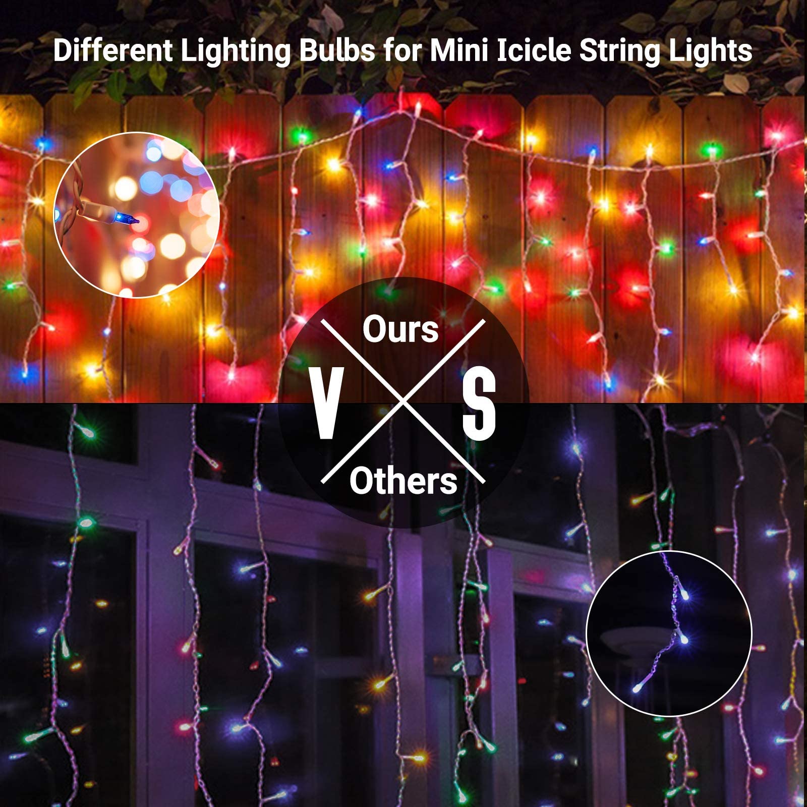 Lomotech Christmas Icicle Lights, 35Ft, 300 Count, Waterproof, Warm White, Connectable, Model LED08230200