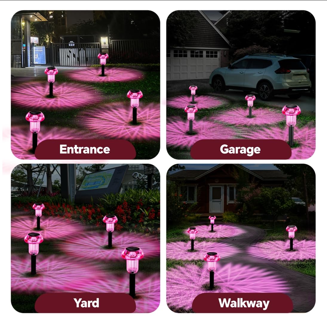 Halloween Solar Pathway Lights Outdoor 4 Pack, Purple Led Driveway Light Solar Powered, Garden Decor, Mushroom Solar Lights Outd