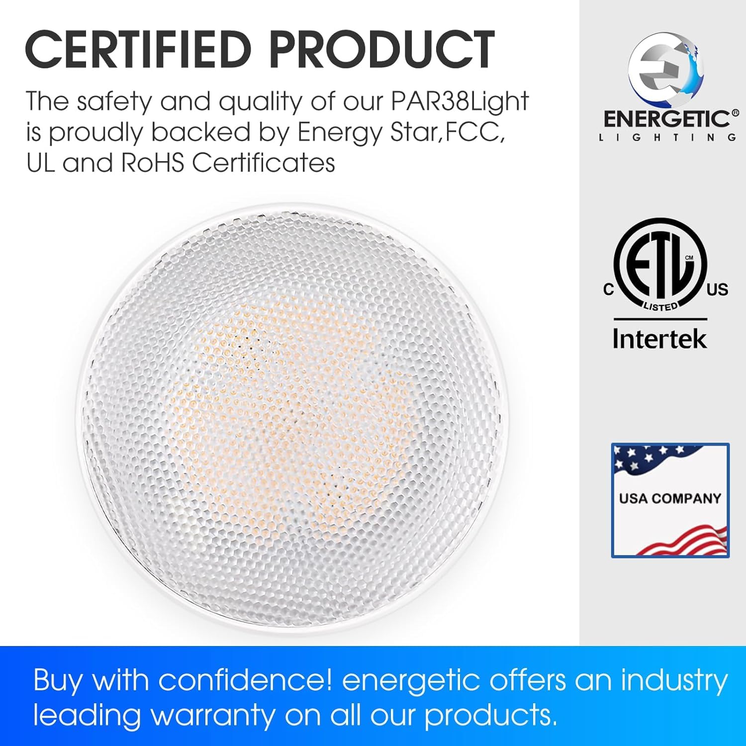 Energetic Par38 Outdoor Led Flood Light Bulb, 5000K Daylight, 90 Watt Equivalent, Wet Rated, 900Lm, E26 Base, Non-Dimmable, 6 Pa