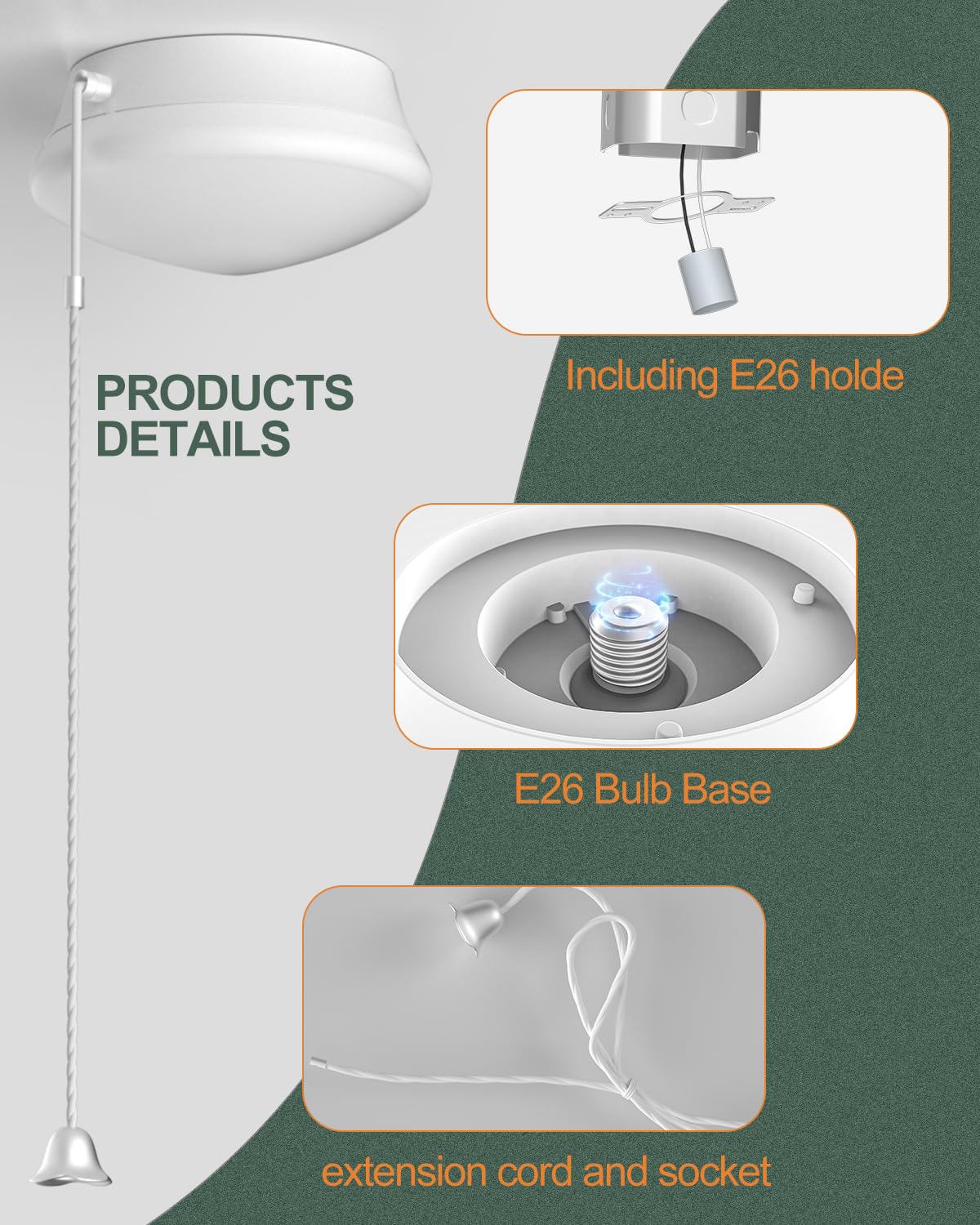 Lightdot 4 Pack 7  Modern Led Ceiling Light With Pull Chain 12W 4000K  1300Lm  125W E26 Bulb Replacement  Energy Saving Flush Mount Ceiling Lighting For Closets/Bedroom/Corridor