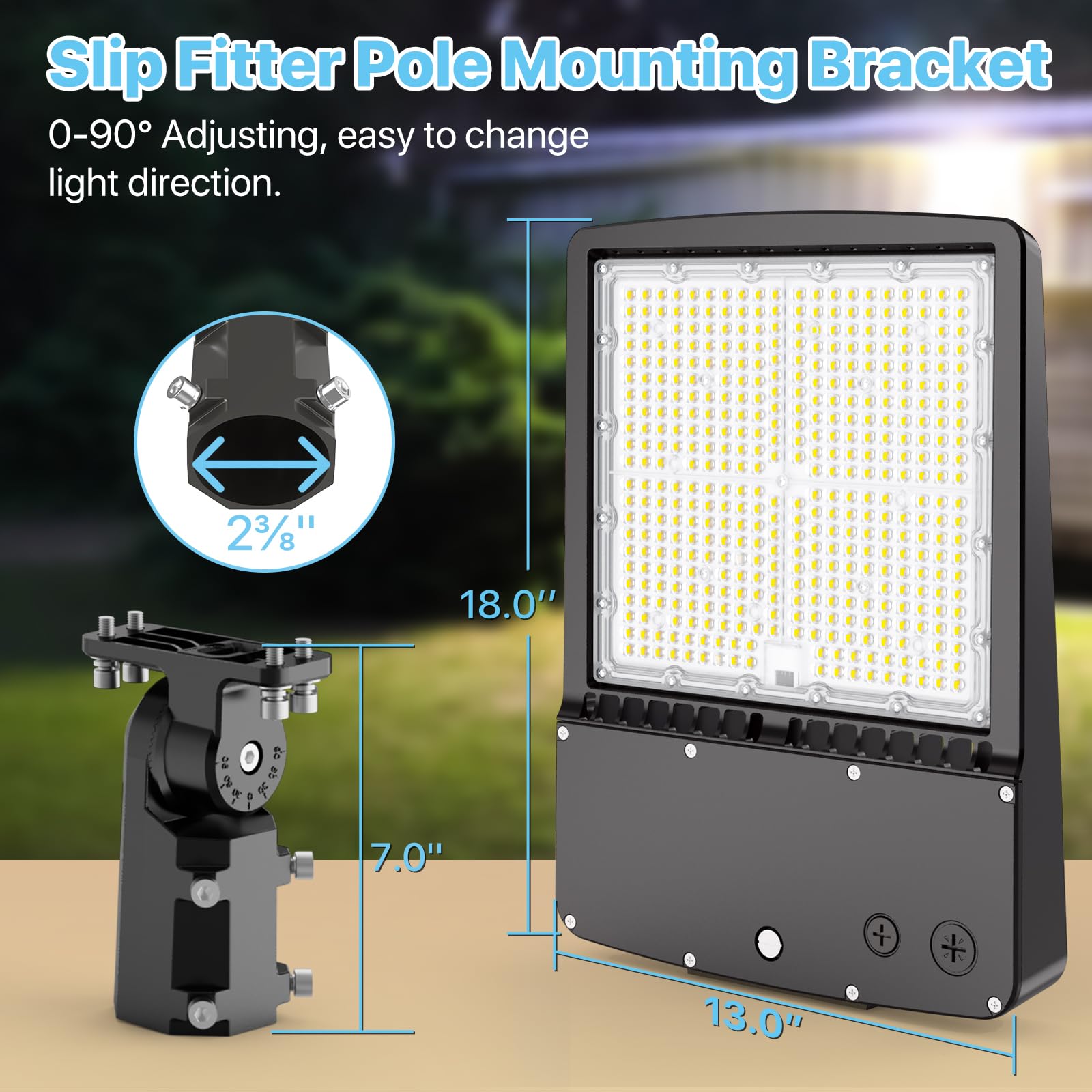 Hyperlite 300W Parking Lot Lights, 45000Lm Led Shoebox Light, 2-Pack, Bronze, Ac