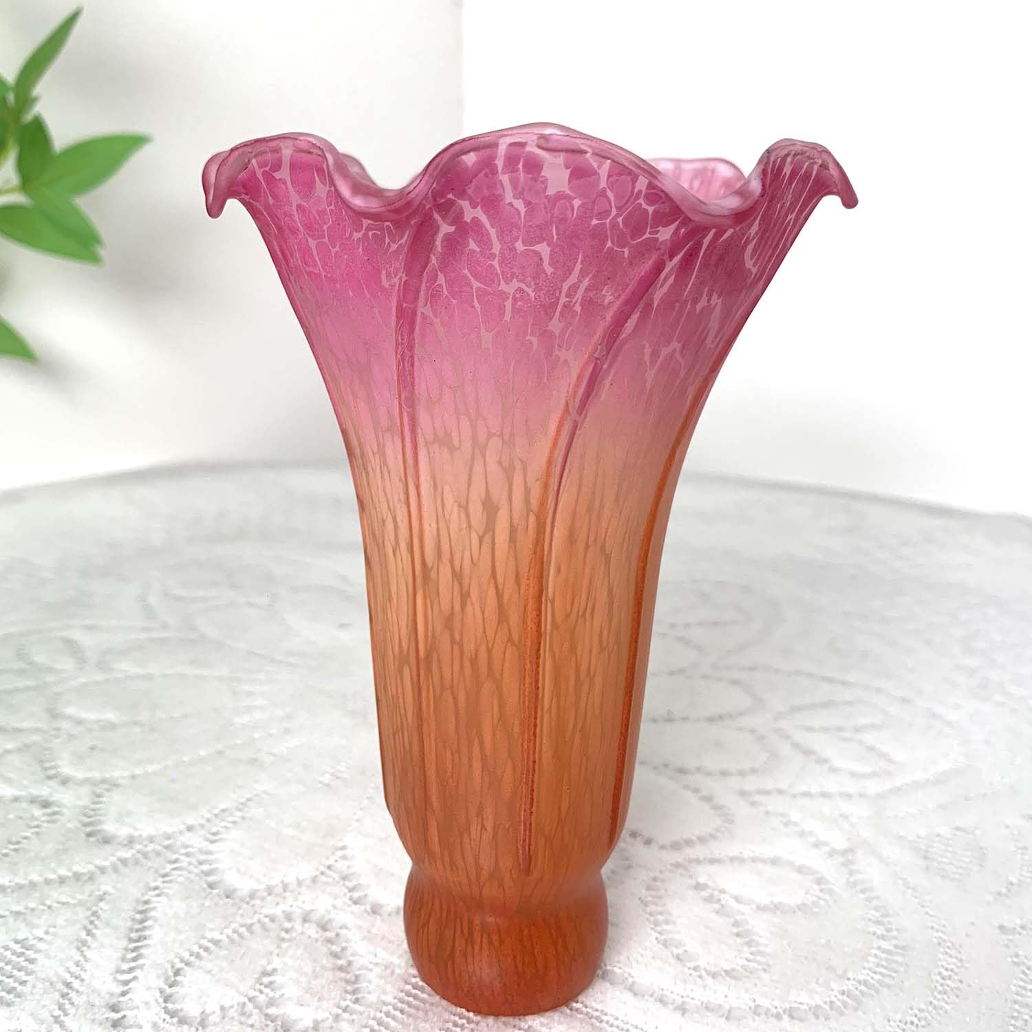 Bieye Ls20 Lily Flower Blown Glass Lampshade (Orange Pink, Opening I.D. 1.26'' X O.D. 1.5'')