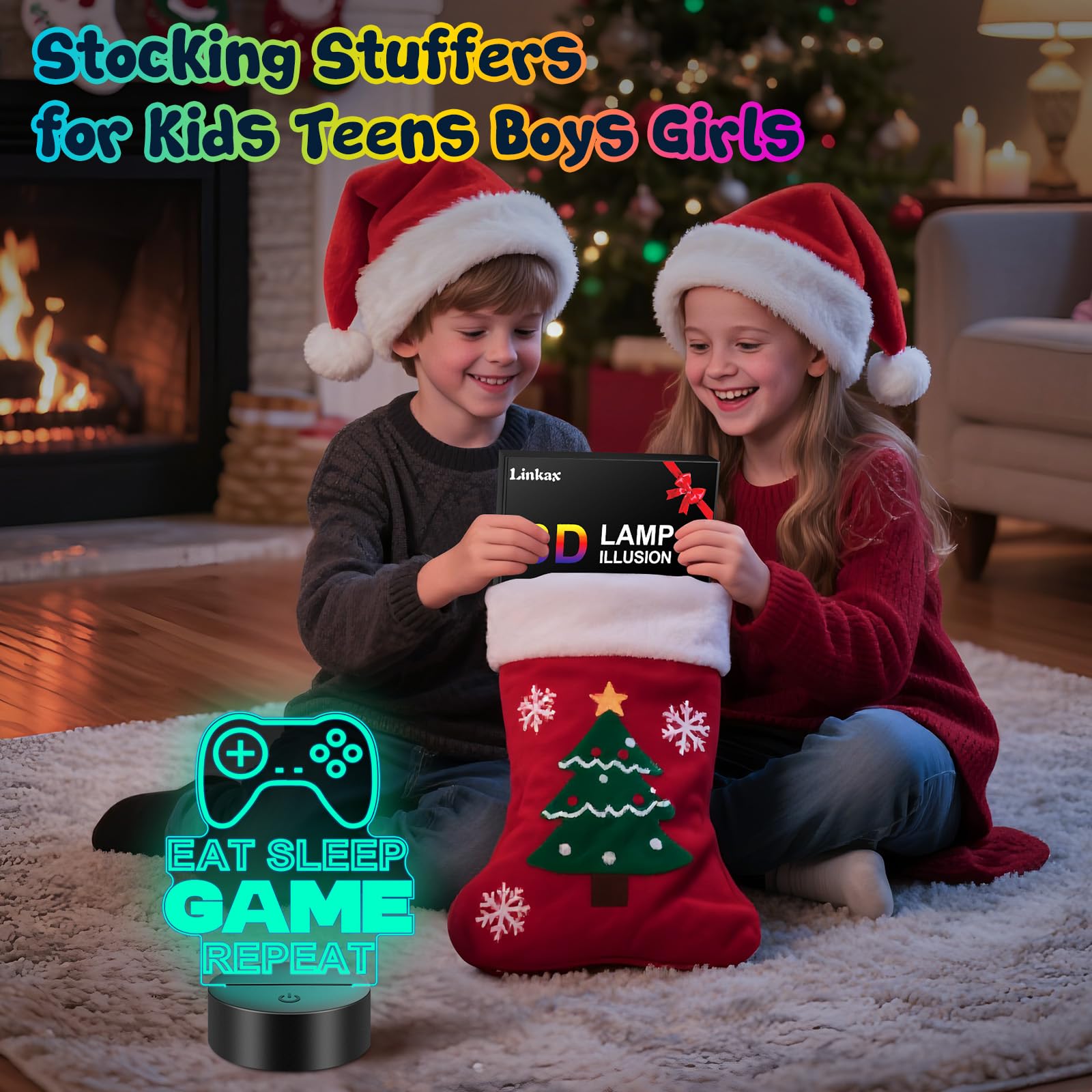 Linkax 3D Illusion Night Light & Soccer Gift For Teens  Boys & Kids - 8 To 12 Year Olds - Football Accessories & Room Decor (Gaming)