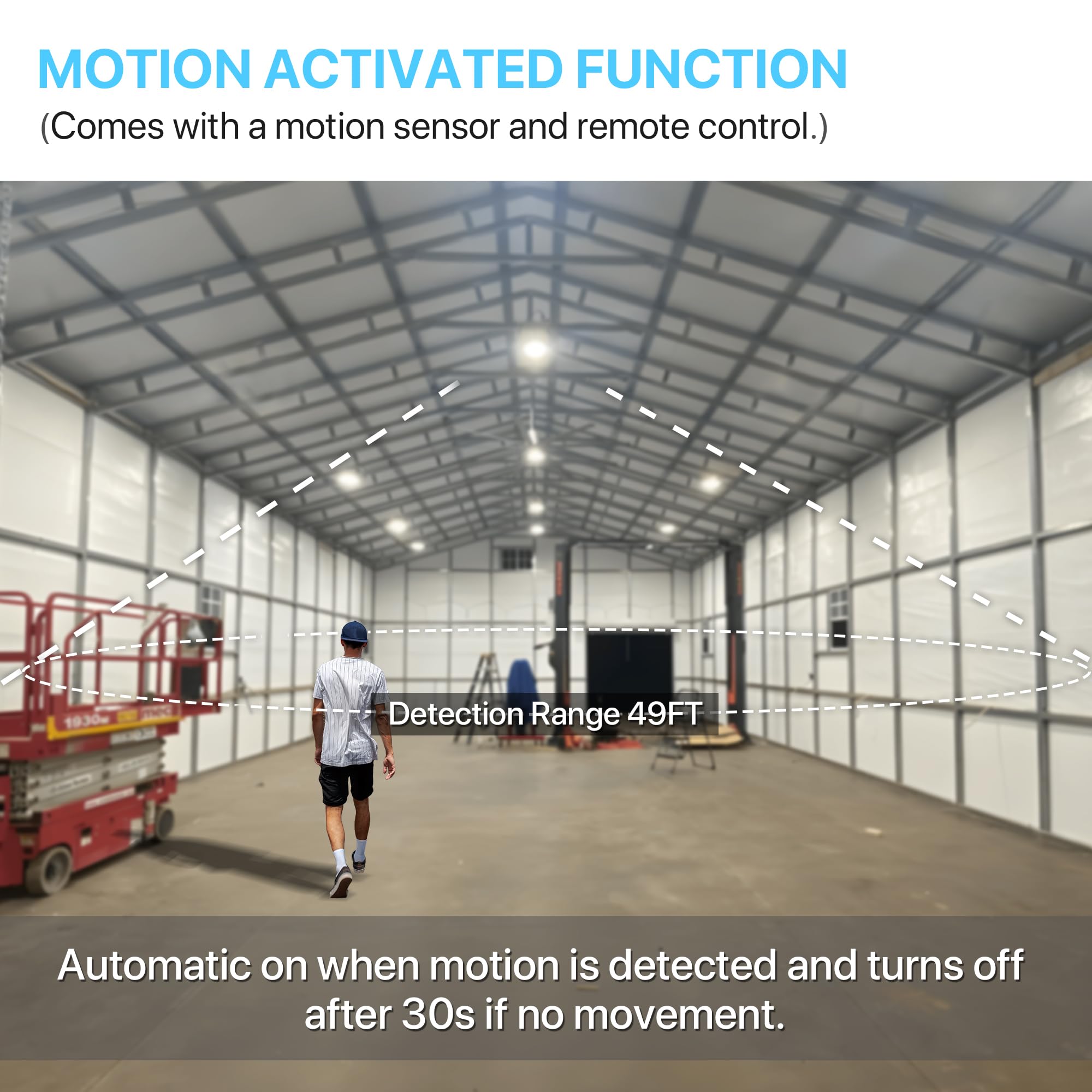 Hyperlite 200W Led High Bay Light With Motion Sensor, 28000Lm 5000K Daylight 5' Cable With Us Plug 850W Mh/Hps Eqv. High Bay Led