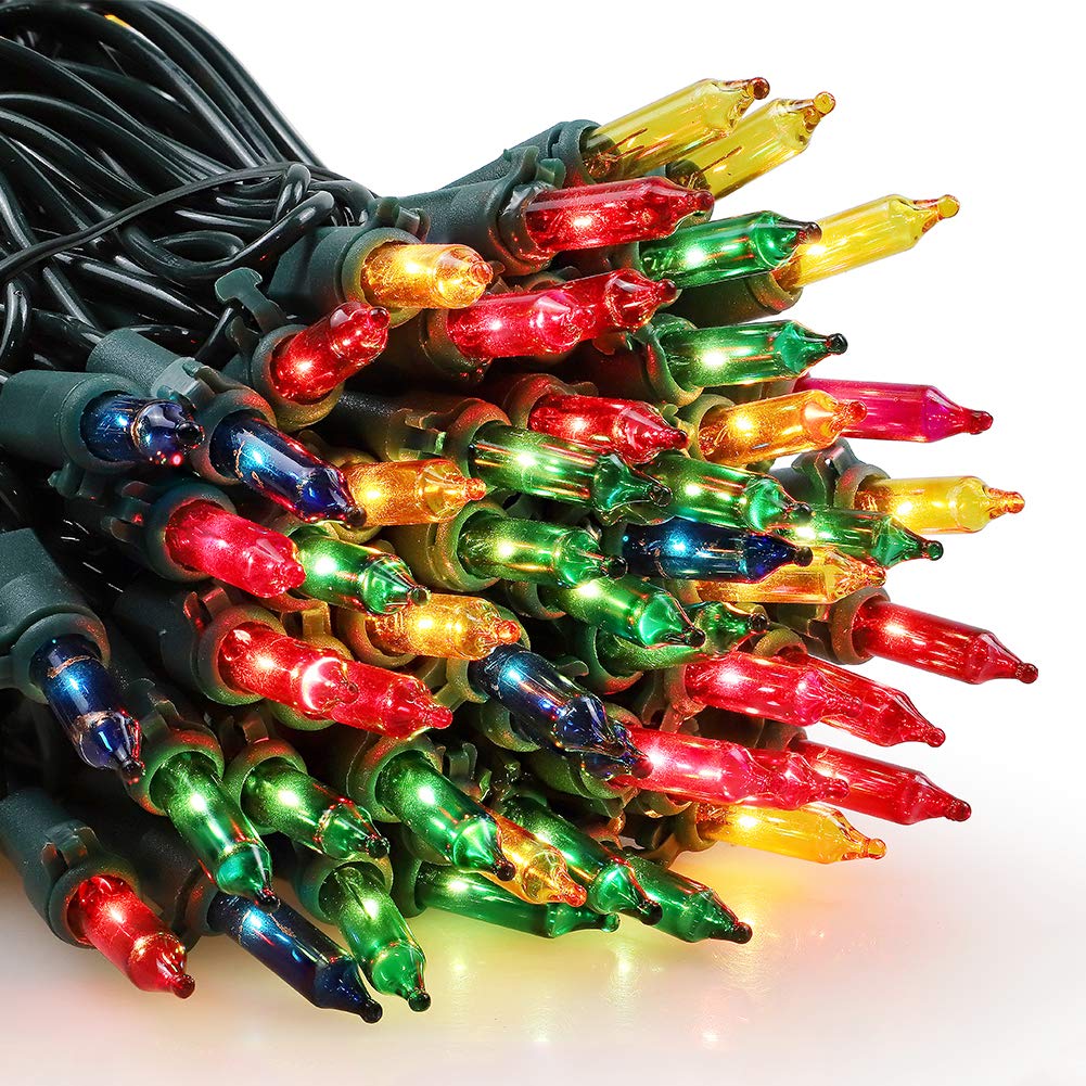 woohaha Mini Christmas Lights, 100 LED String Lights, 23ft, Multicolor, 2 Pack, Copper, Indoor/Outdoor Decor