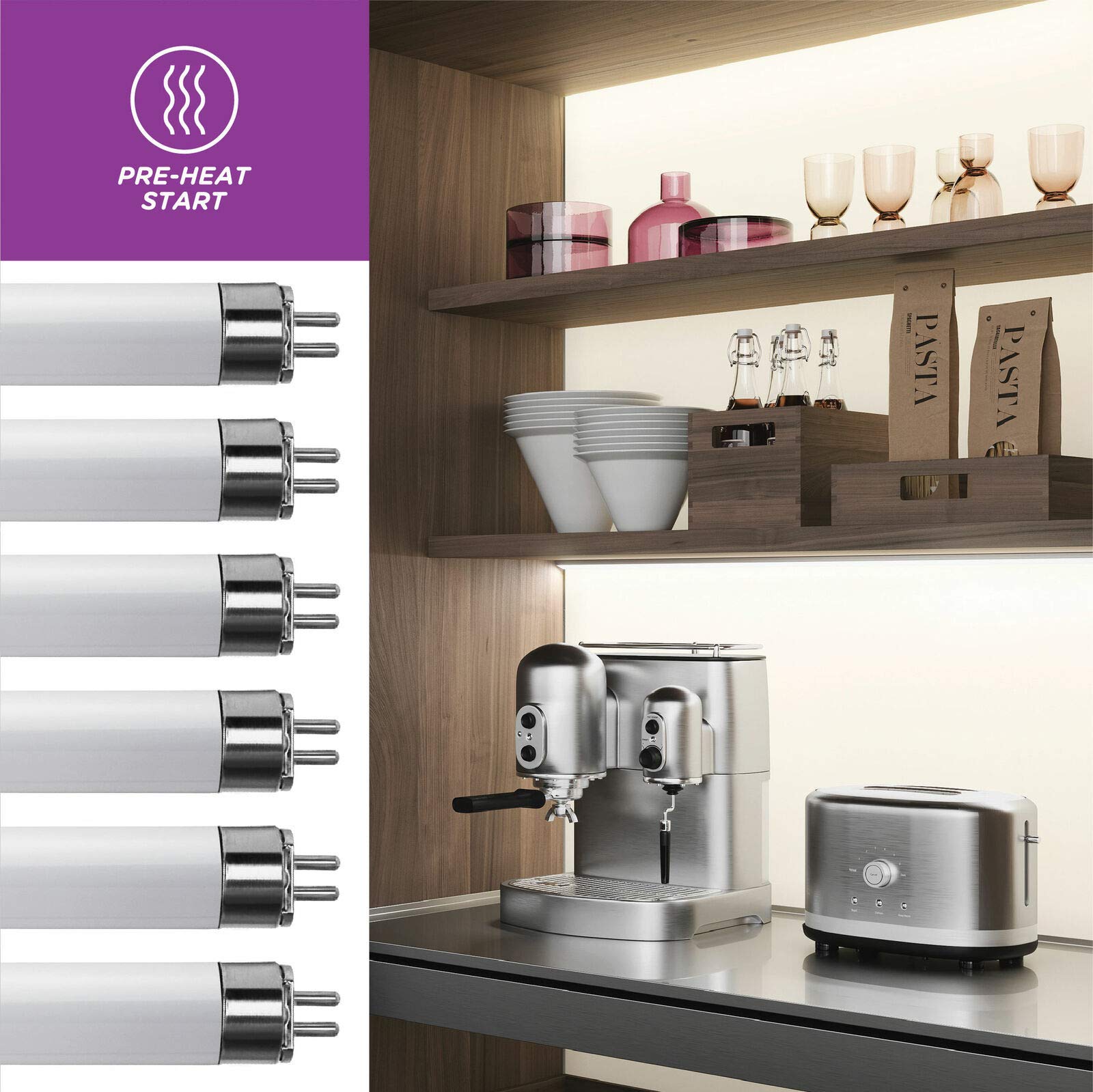 Kor (Pack Of 6) F13T5/Cw - T5 Fluorescent 4100K Cool White - 13 Watt - 21'' Super Long Life Light Bulbs