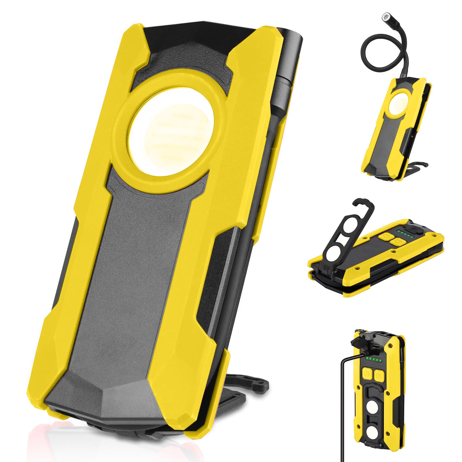 Rechargeable LED Work Light, OTYTY 40W 2000LM Magnetic Work Light Battery Powered Portable Flood Light with Gooseneck Flashlight