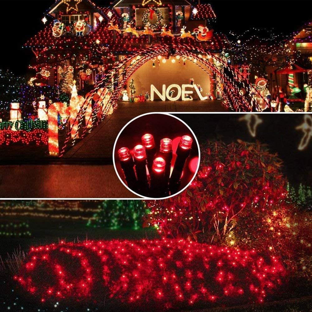 Hopolon 33Ft 100 Leds Halloween String Lights, Waterproof Fairy Lights, Green Wire, 30V Ul Plug, 100L Red For Indoor Outdoor Decoration