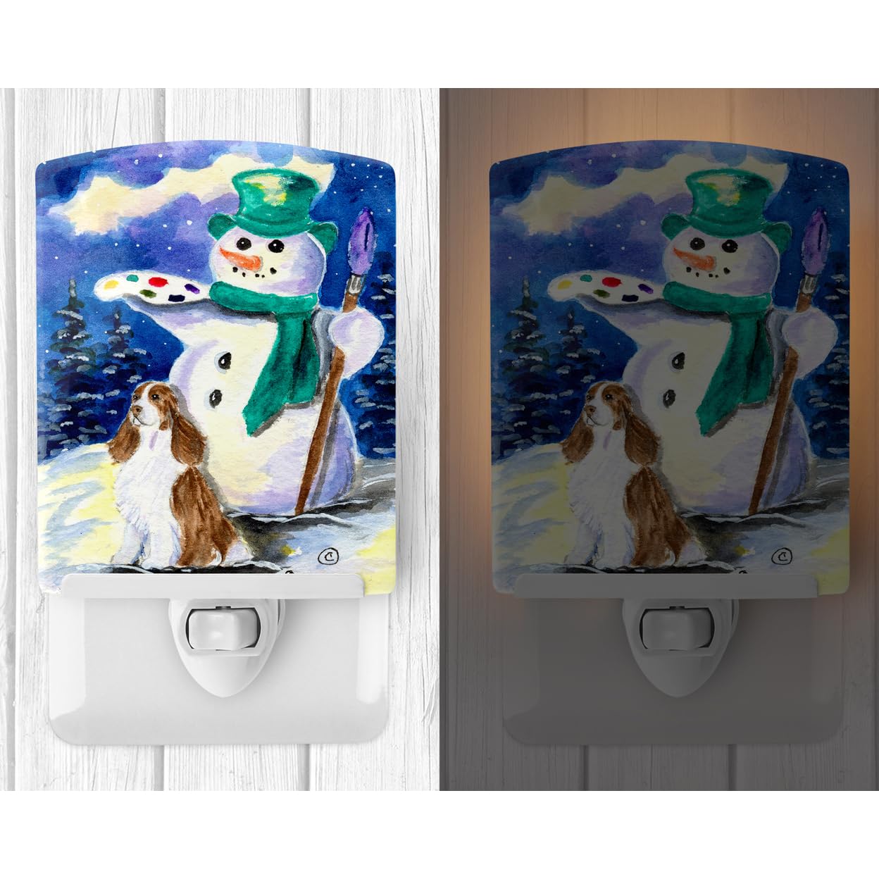Carolines Treasures Ceramic Night Light - English Springer Spaniel, 6x4x3in, Multicolor, Model SS1002CNL, UL-Certified