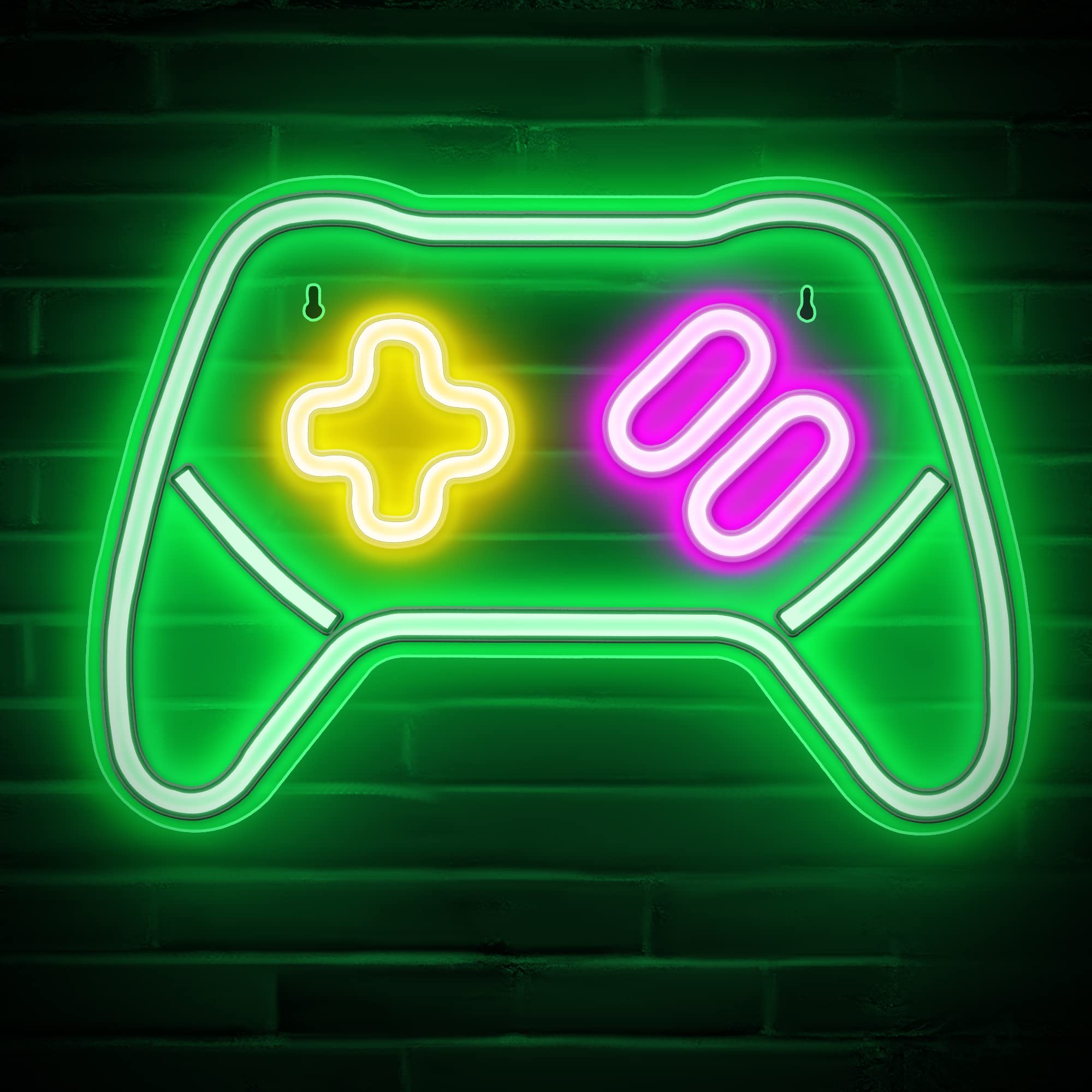 Lumoonosity Game Controller LED Neon Light - Gamepad Design, Green, Model NS-CTR GREEN, On/Off Switch for Bedroom & Game Room