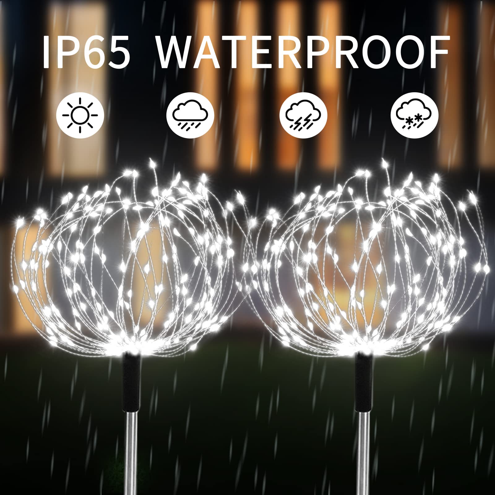 Solar Garden Fairy Lights 4 Pack 120 Led 30 Copper Wire Outdoor Firework Landscape Path String Lights Waterproof 8 Lighting Mode