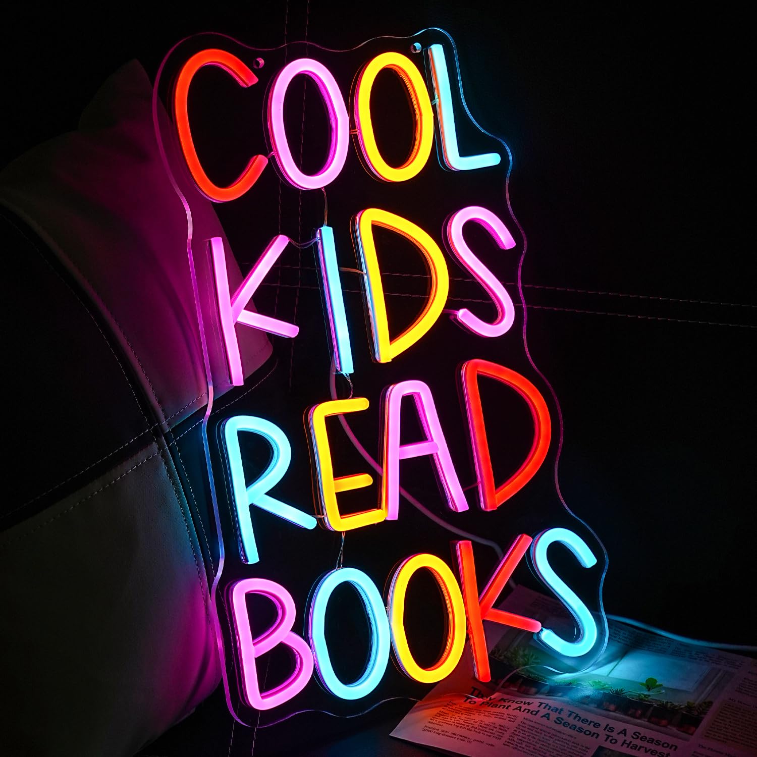 LULANMP Neon Sign for Kids Room Decor - Cool Kids Read Books LED Light - 16.5inx10.6in - Colorful - Model QM-52