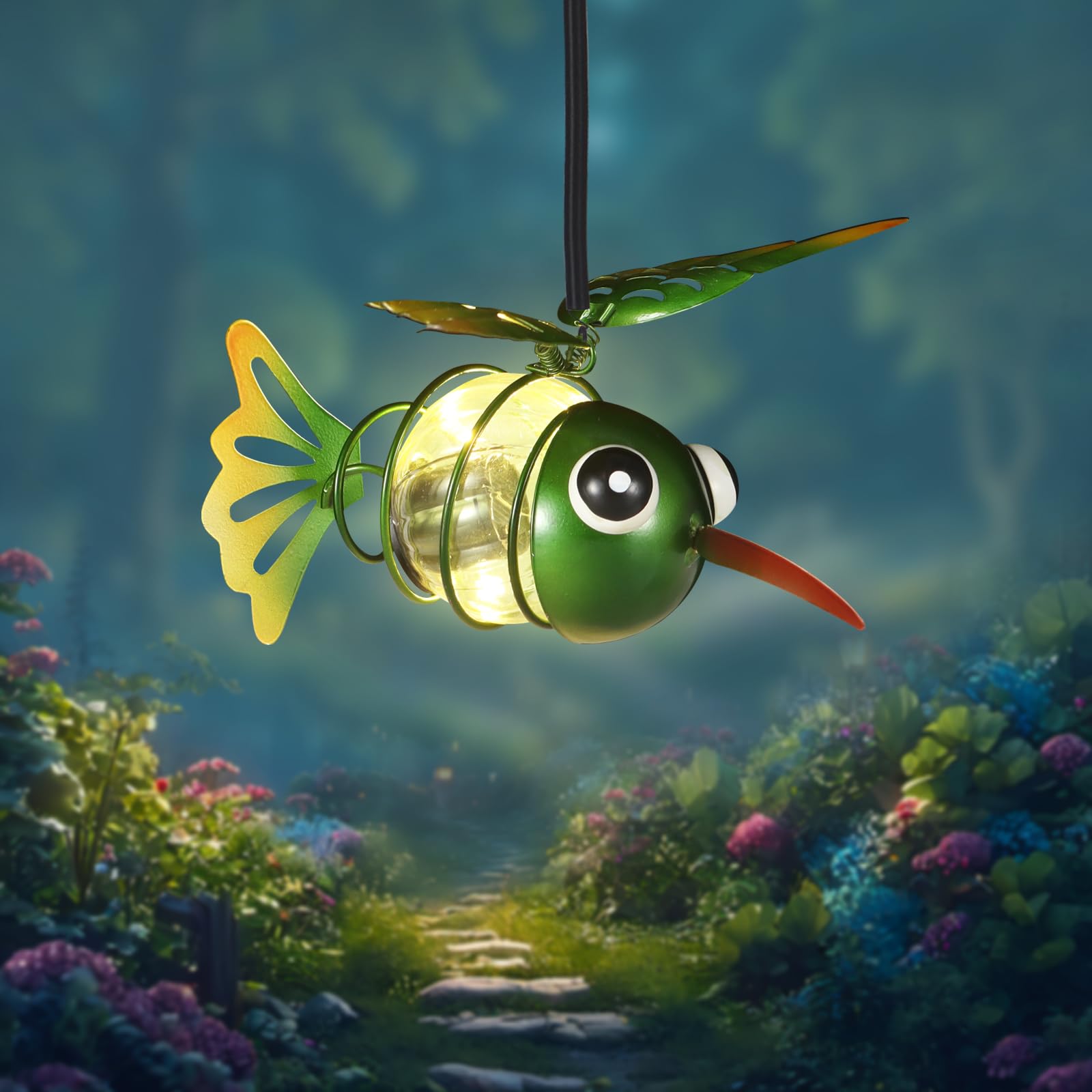 Hummingbird Solar Outdoor Hanging Lantern Creative Small Sculpture Lights Durable Waterproof Lamp Suitable For Festivals Garden Decor Birthday Gifts For Grandma Mom Women Girl