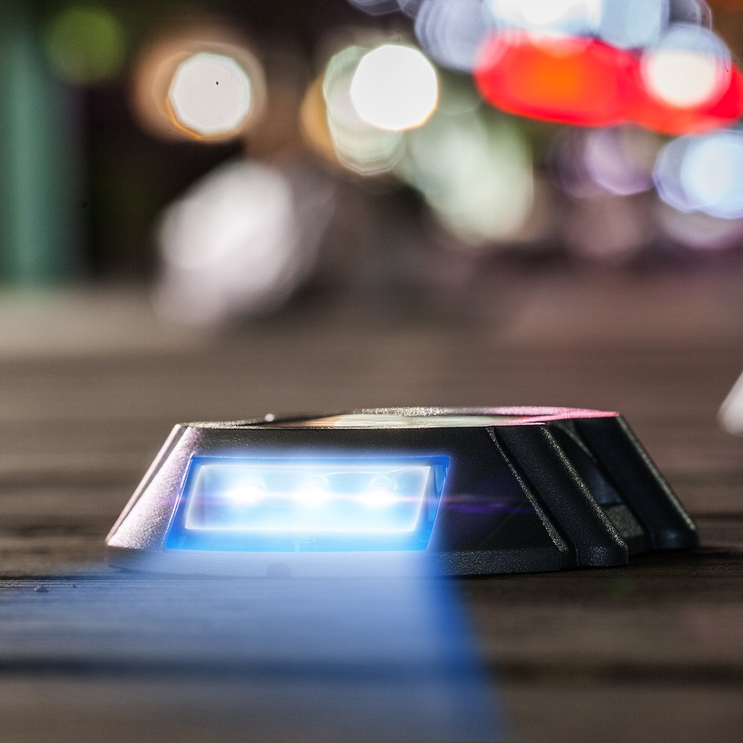 Sunwind Blue Solar Led Lights - 4 Pack Solar Deck Lights Blue Marker Solar Lights Outdoor For Garden, Driveway, Pathway, Patio