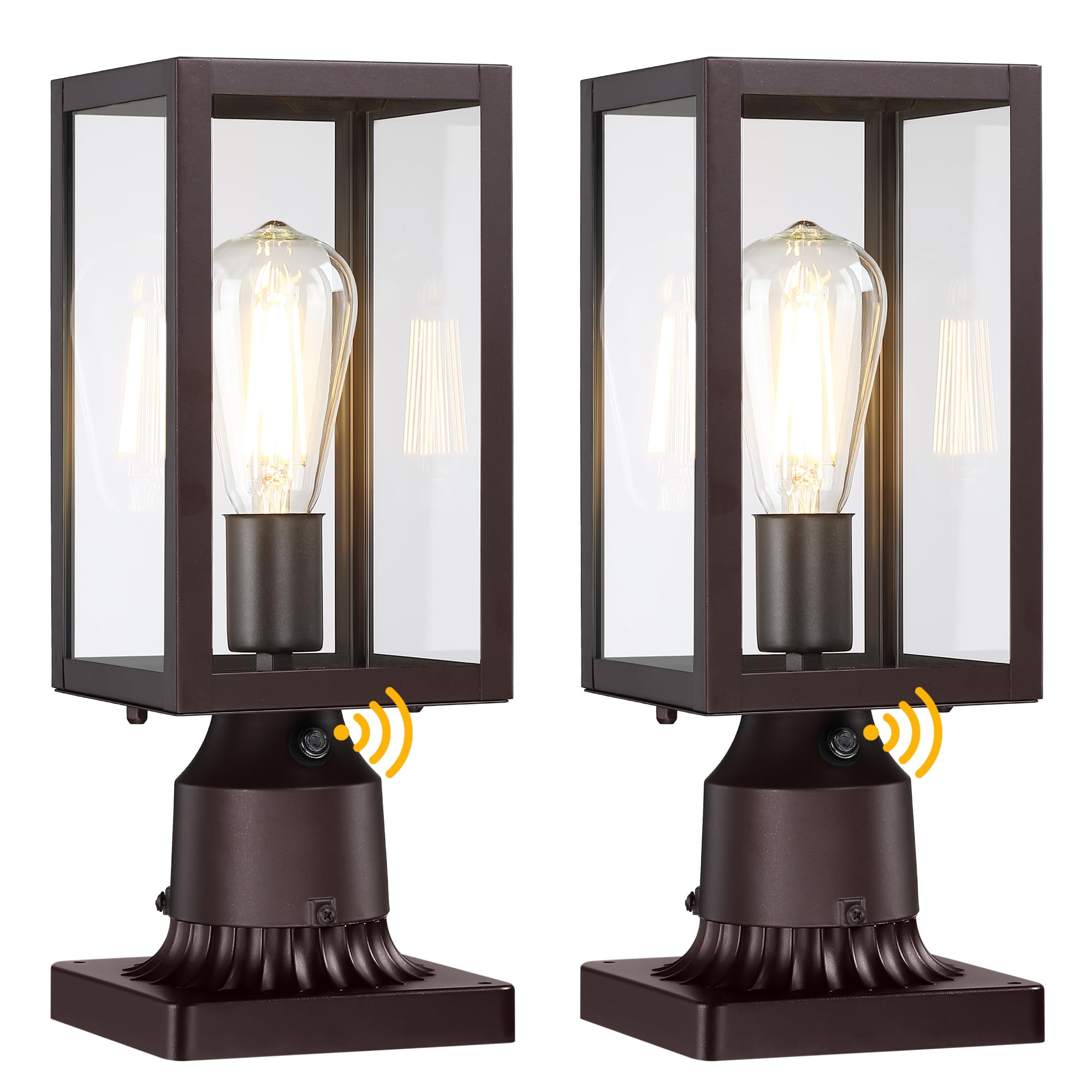 Dusk to Dawn Outdoor Post Lights with Pier Mount Base 2-Pack, Modern Lamp Post Light Fixture Waterproof Pole Lights Outdoor Colu