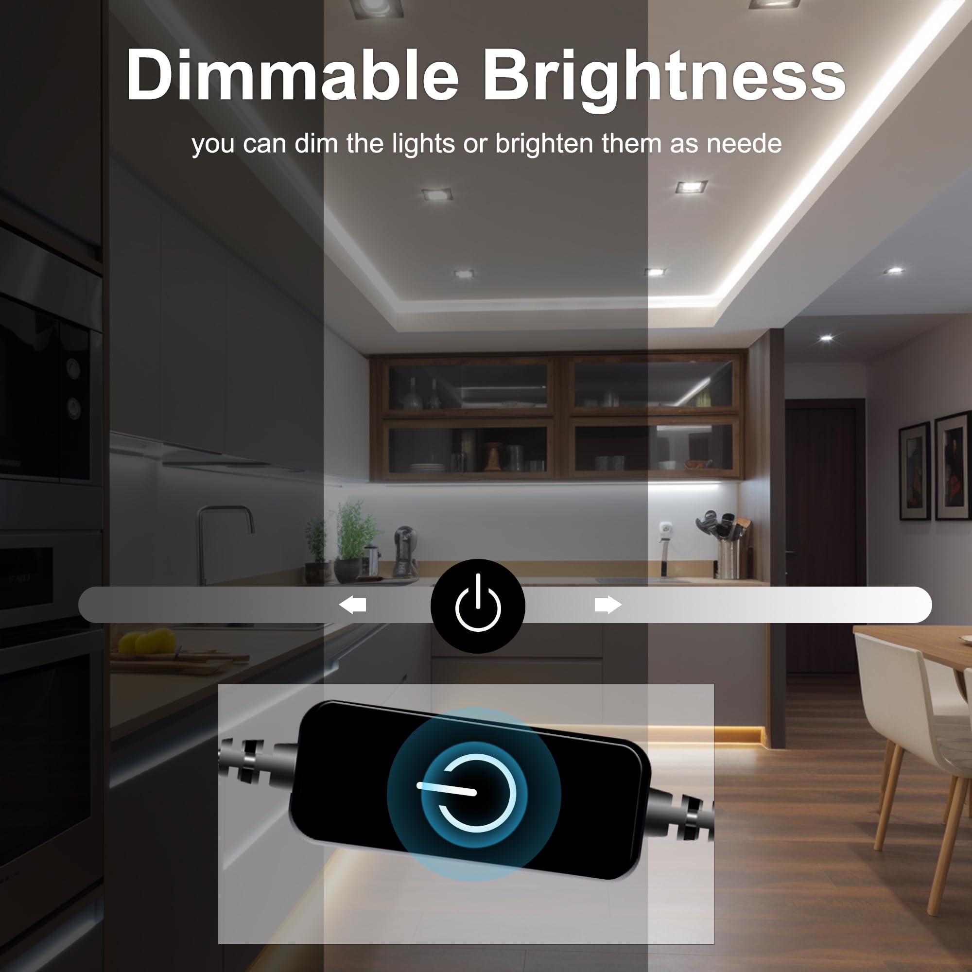 Pandery Cob Led Strip 5M,16.4Ft Led Strip Lights,Touch Dimmable Led Strips,Cri90+,6000K Daylight White Led Tape Lights,1600Leds,