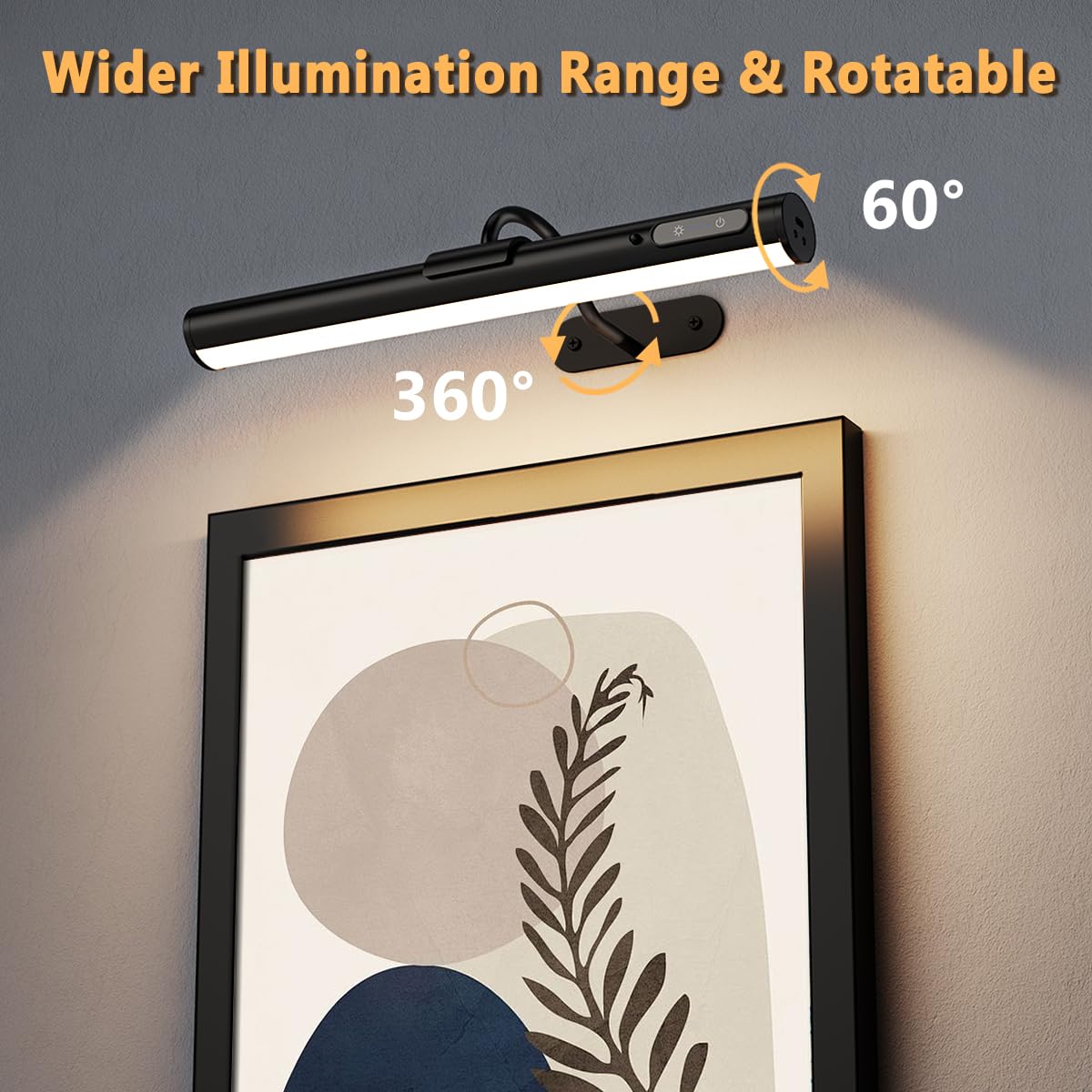 Hapfish Picture Lights For Wall Battery Operated,Wireless Art Light For Paintings, Rechargeable Wall Sconce For Picture With Rem