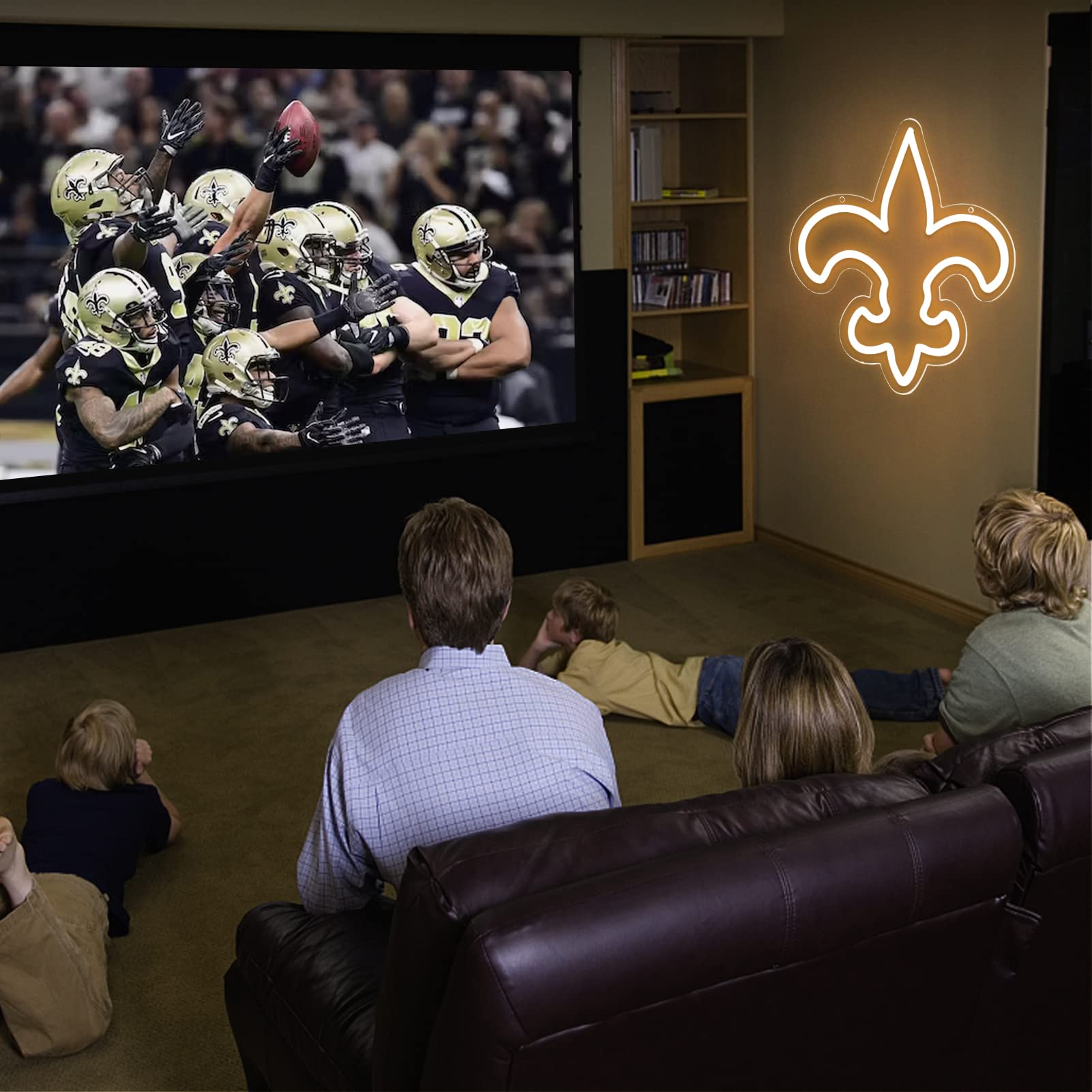 WonderfulLife Neon Sign for Home Bar, 12x11 inches, Saints Logo, Easy Hanging, USB Powered