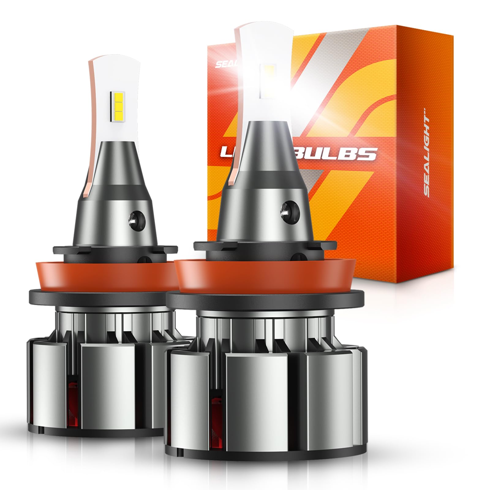 SEALIGHT H11/H8/H9/H16 LED Bulbs 46000LM 6500K Cool White, Aluminum, L2 Model, Pack of 2