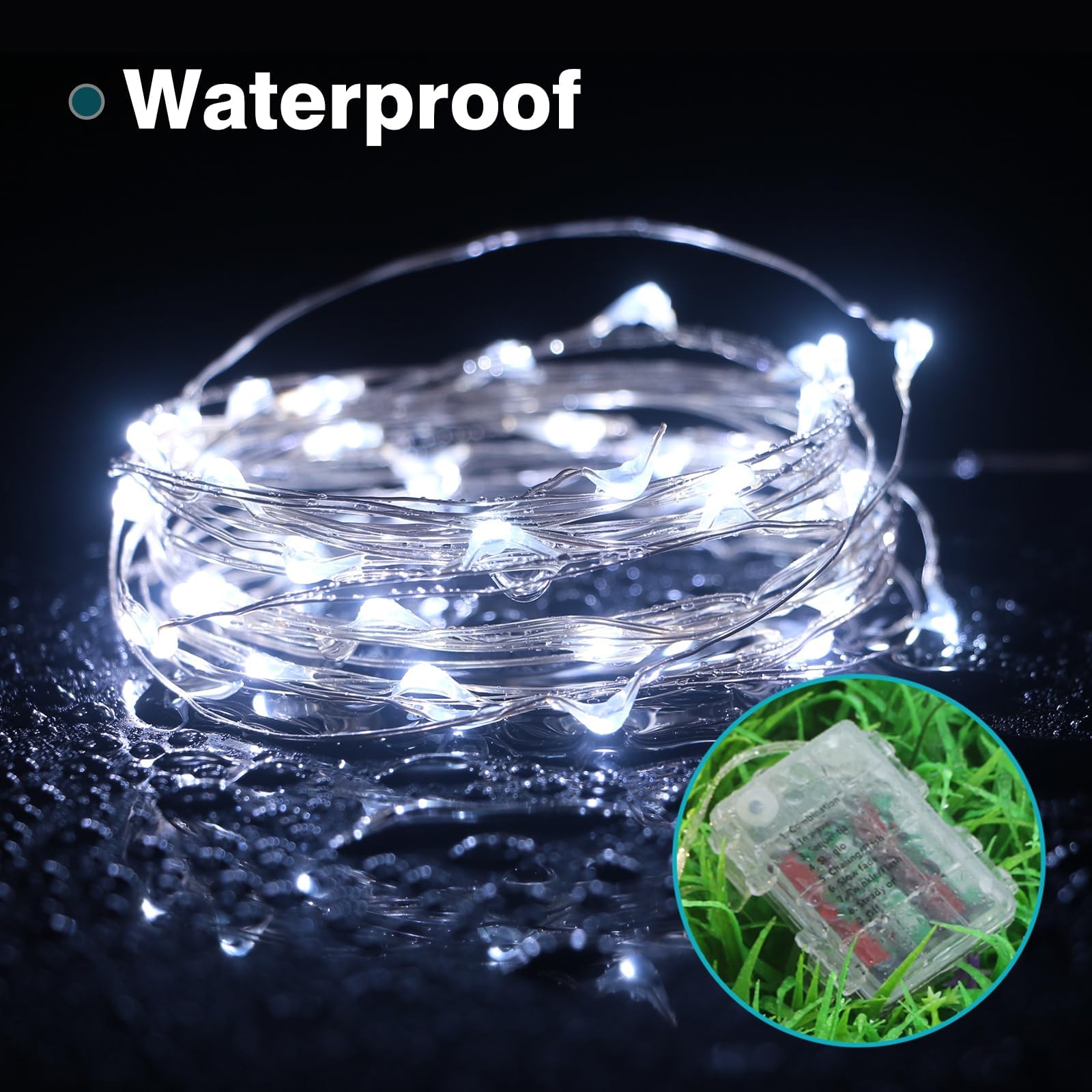 Kolpop 4 Pack 39Ft Fairy Lights Battery Operated With Timer & Remote, Waterproof 120 Led Twinkle String Lights Outdoor Indoor 8 Modes For Outdoor Indoor Bedroom Christmas Decor, Cool White