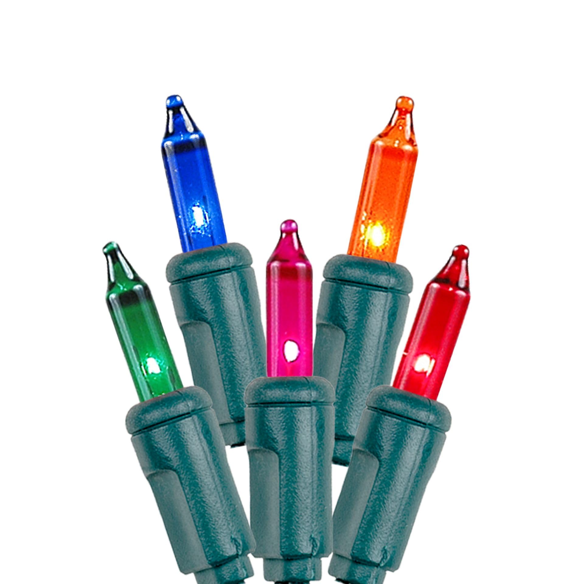 Novelty Lights 50 Light Mini String Light Set, Indoor/Outdoor, Green Wire, 11 Long, Multicolor, UL Listed