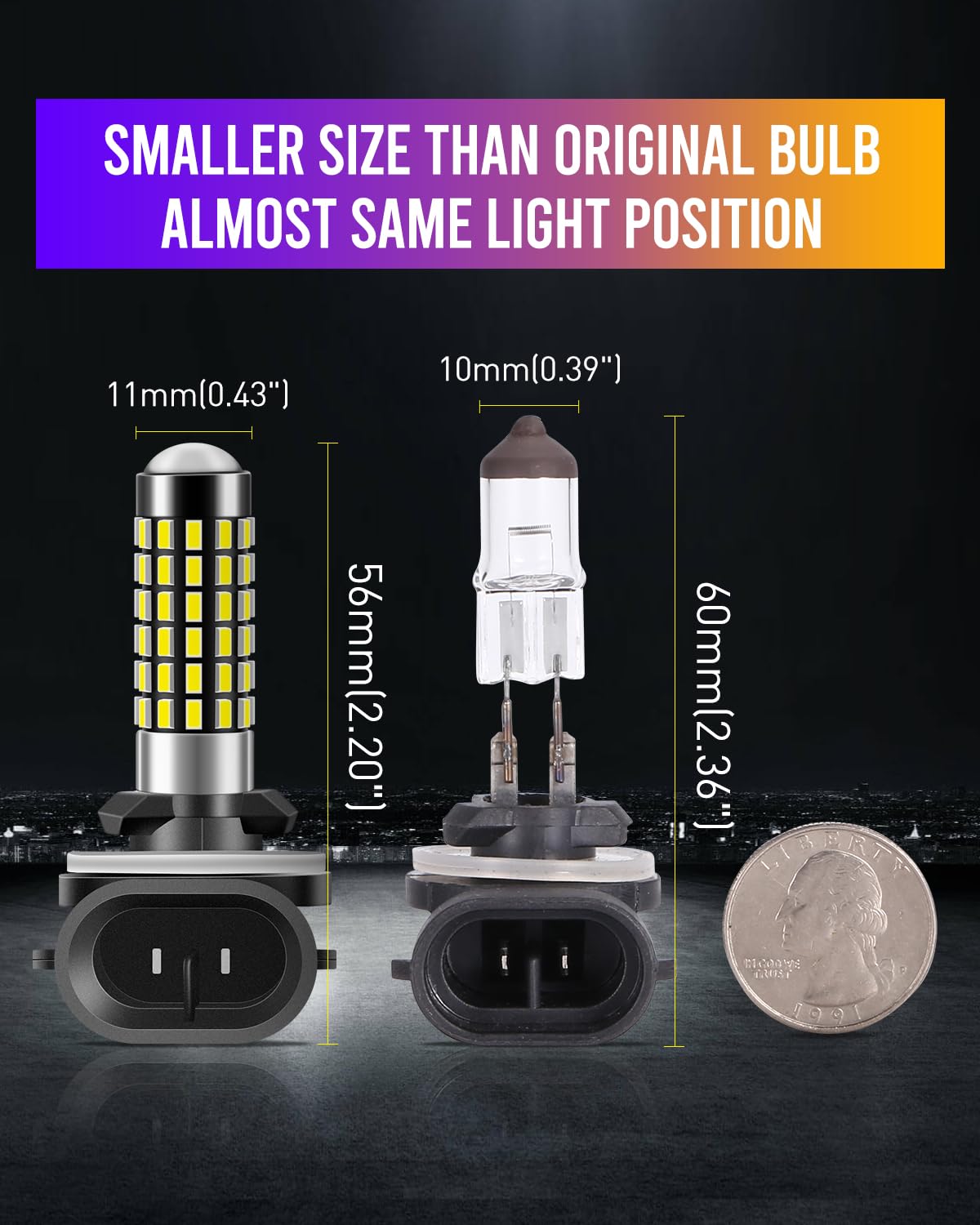 LUYED 881 LED Fog Light Bulb 1800 Lumens Super Bright 3014 78-EX Chipsets 889 894 896 Led Bulbs with Projector for Fog Lights,Xe