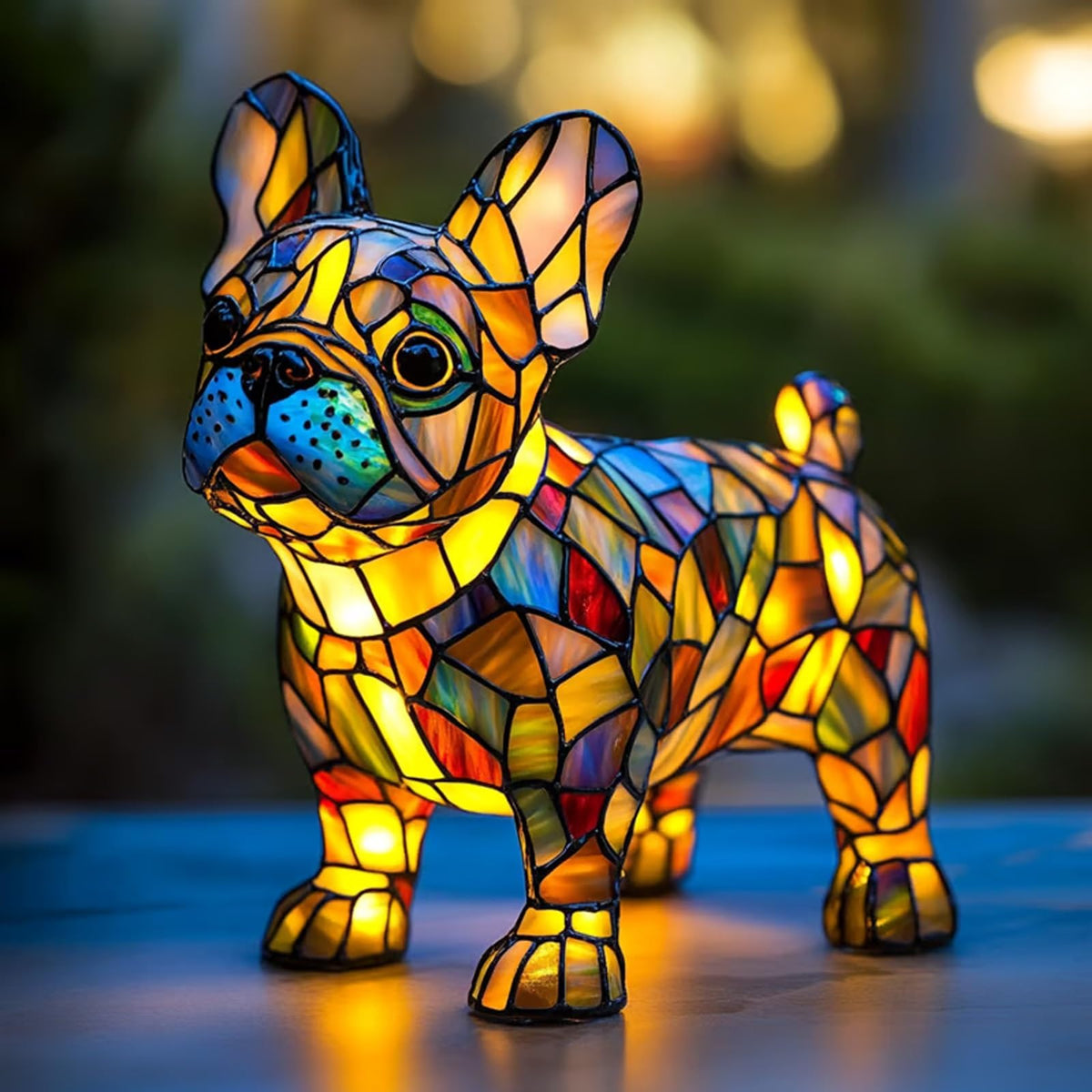 Yetxici Dog Series Art Night Light, French Bulldog Lamp, Corgi Lamp, Stained Resin Tabletop Night Light, Led Cute Pet Table, Vin