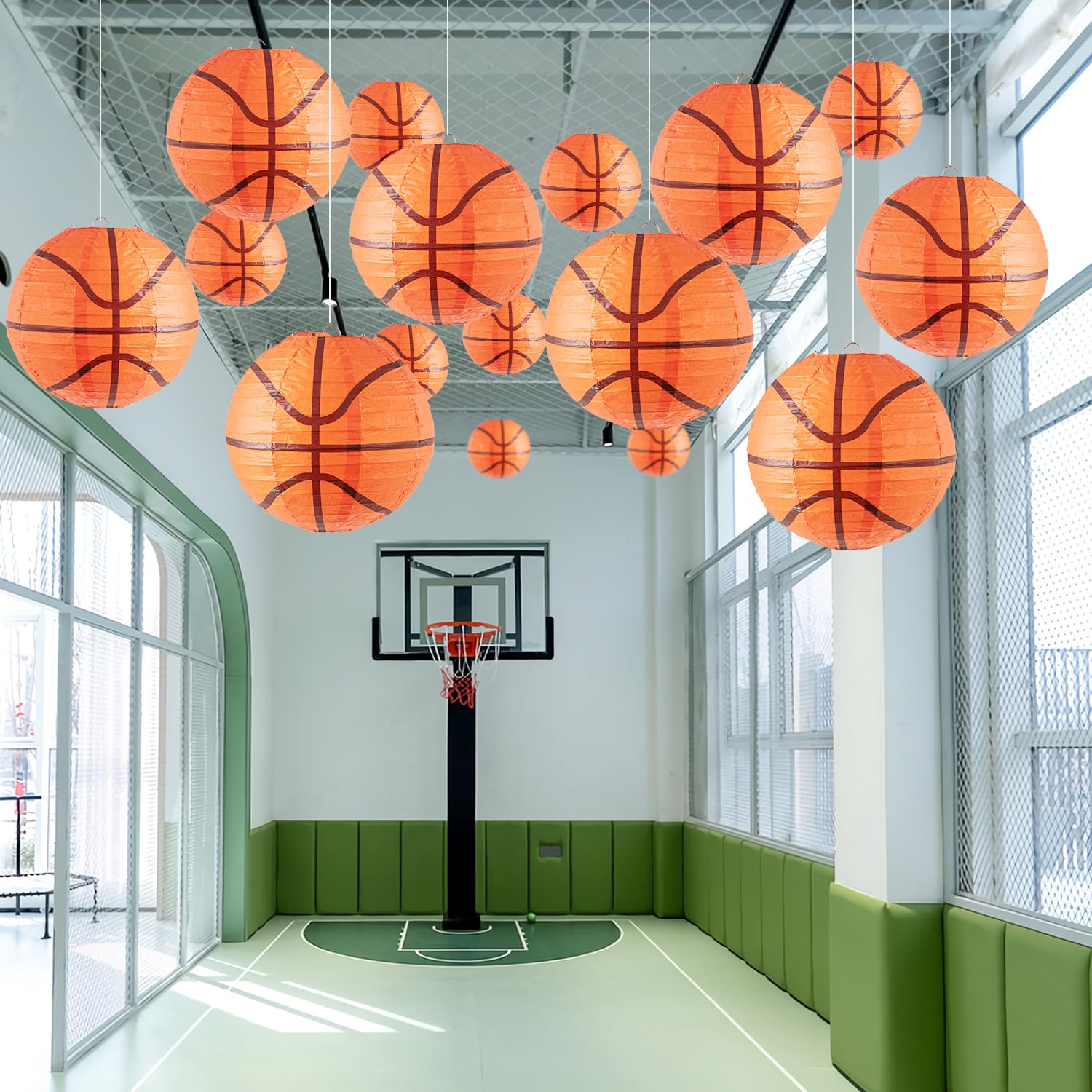 Easy Joy 6 Pcs 8'' Basketball Party Decorations Basketball Lanterns Basketball Paper Lanterns Basketball Hanging Lanterns Creati