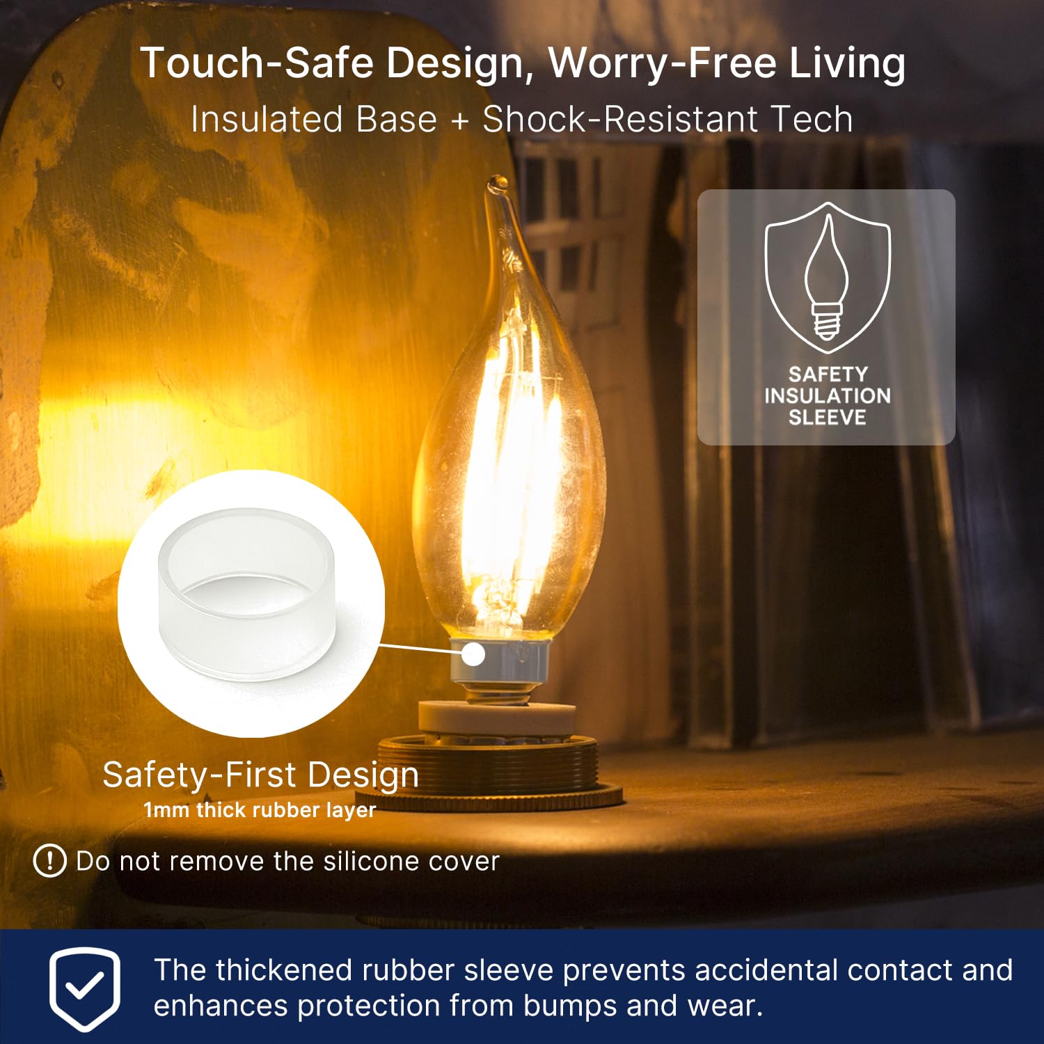 FLSNT CA11 LED E12 Chandelier Bulbs, 100W Equivalent, 2700K Soft White, 800LM, Dimmable, 6 Pack, UL Listed