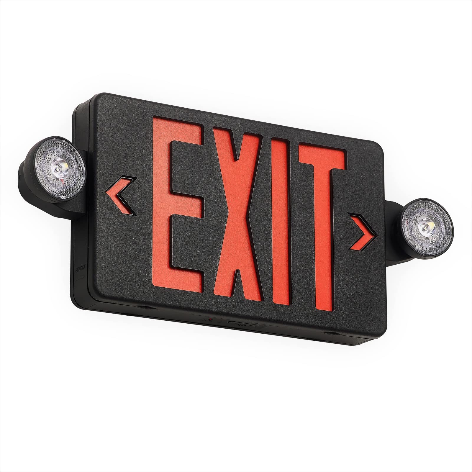 TANLUX LED Emergency Exit Sign with Battery Backup, UL Listed, Black Housing with Red Letter, Model TL-EX01BK-1, 1 Pack