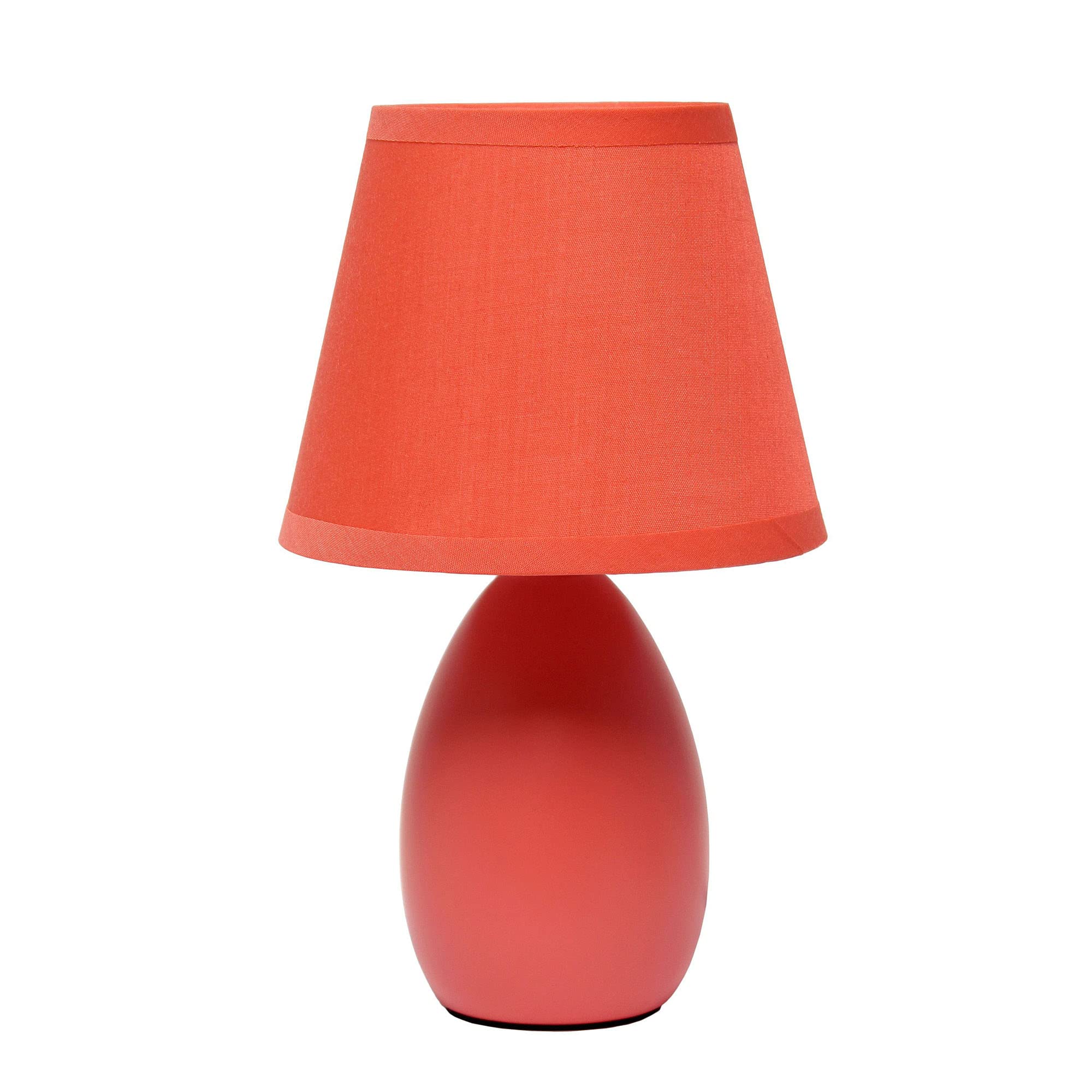 Creekwood Home Orange Ceramic 9.45&quot; Petite Bedside Table Lamp With Drum Shade