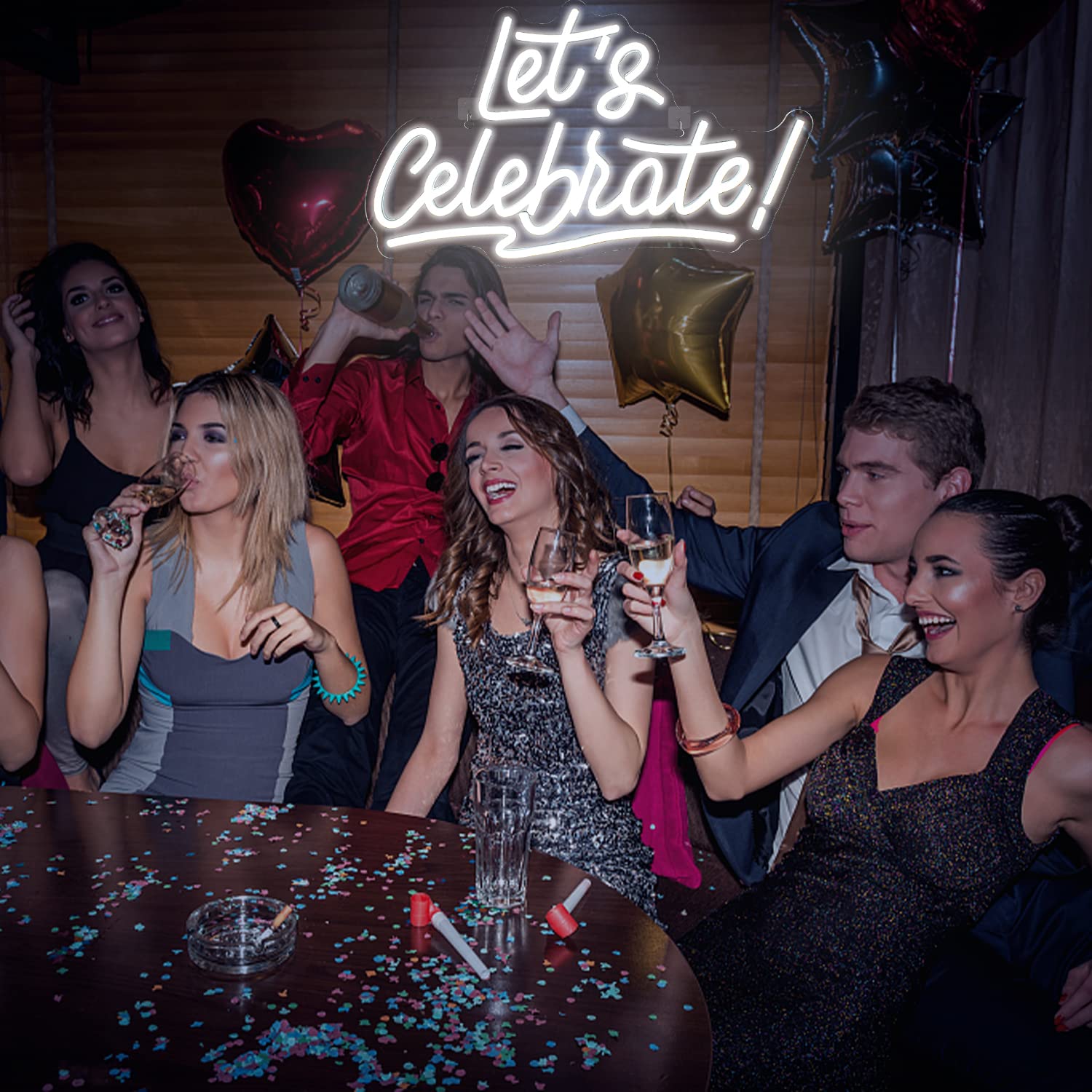 ineonlife Neon Sign LED Wall Decor - inLets Celebratein Acrylic Light for Bedroom, Living Room, Bar, Hotel, Party