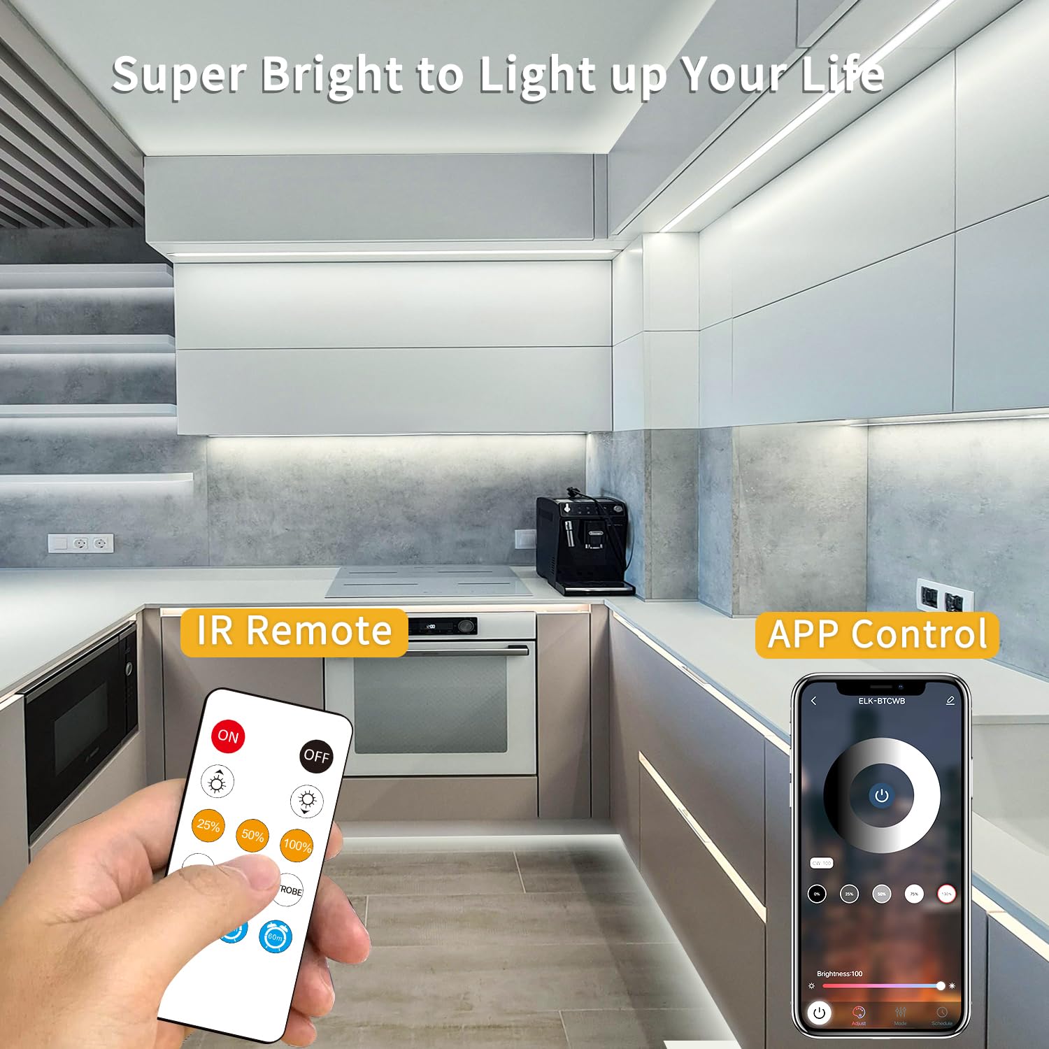 Yeewhale Cob Led Strip Lights 100Ft,6000K Dc 24V Dimmable White Flexible Led Rope Lights For Bedroom,With Remote And App Control Led Lights Strip For Living Room, Shelf, Cabinet