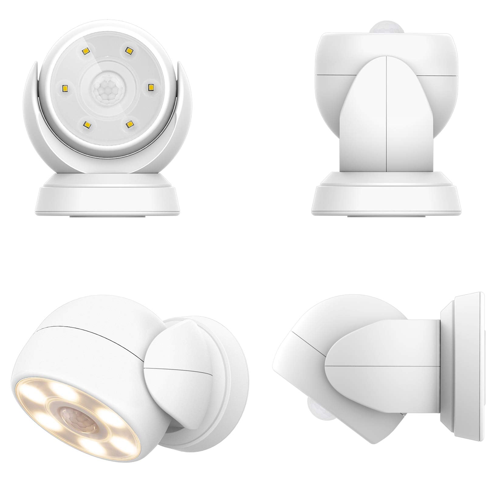 HONWELL Battery Operated Motion Sensor Light - Waterproof Wireless Spotlight for Outdoor Use, White, Ideal for Porch, Stair, and Garage