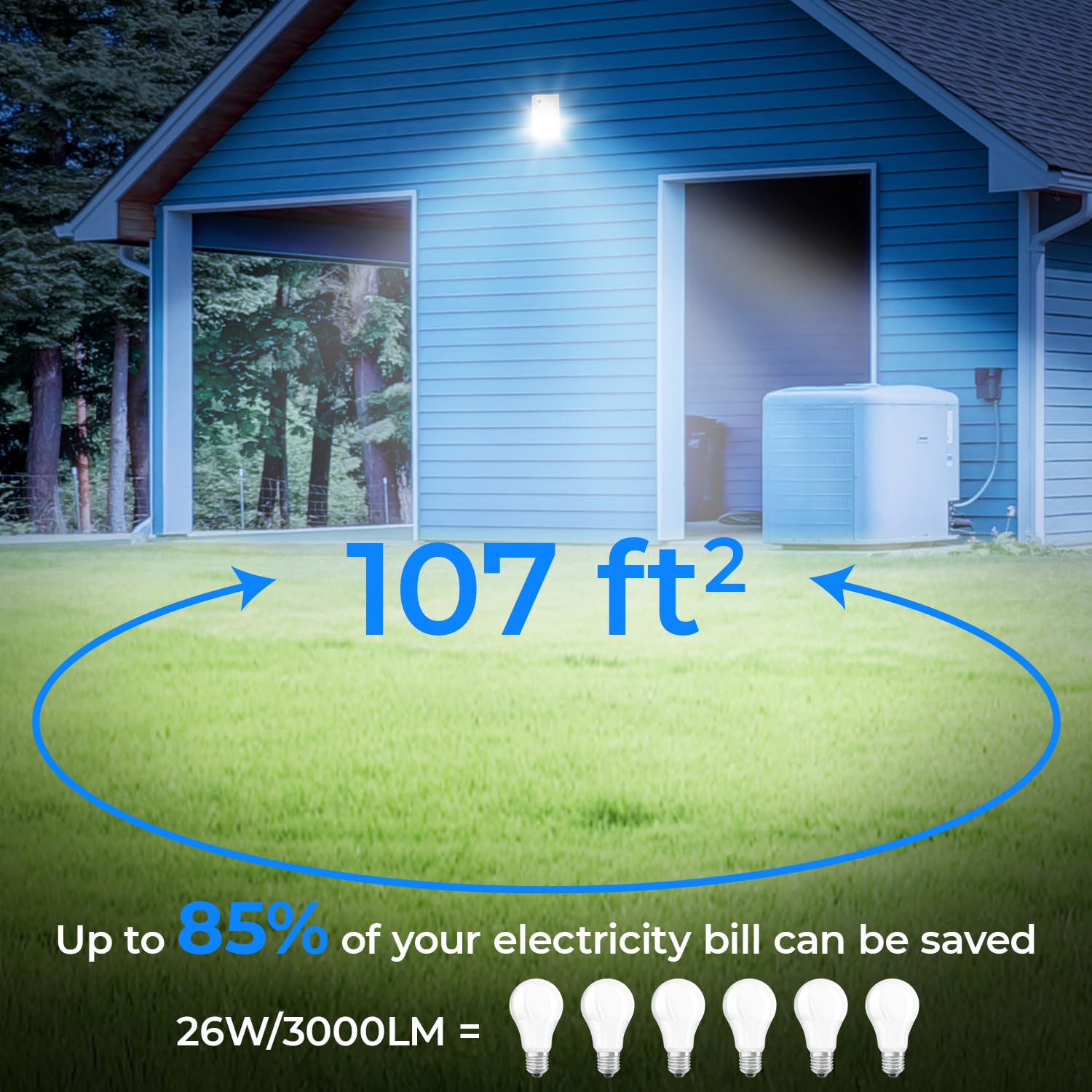 CINOTON 26W LED Wall Pack Light with Dusk to Dawn Sensor, 3000LM, 2 Pack, IP65 Waterproof, 5000K Daylight, Die-casting