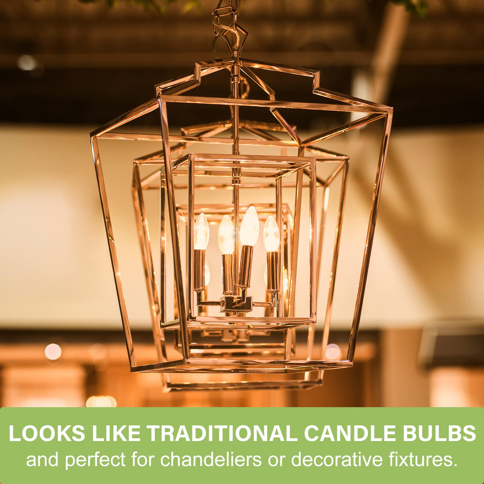 Sigalux Dimmable Led Chandelier Light Bulbs,E12 Base,60W Equivalent,2700K Soft White, B10 Candelabra Light Bulb,Type B Filament