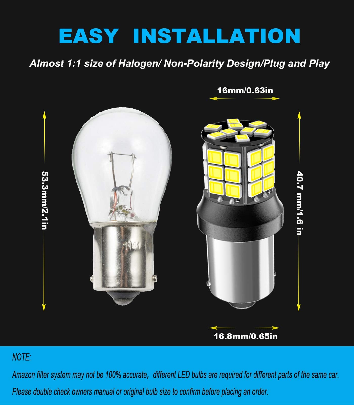 Serundo Auto 1156 Led Bulb, 12V 24V Super Bright 1141 1003 Ba15S Led Bulbs Used For Back Up Reverse Lights, Tail Lights, Rv Ligh