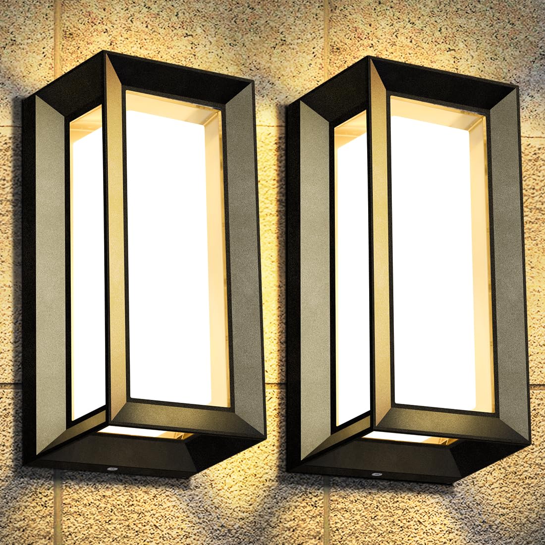 LEDMO Outdoor Wall Light 1800Lm Modern Outdoor Porch Light 3000K Bright Lighting Black Exterior Lighting Fixture Waterproof Chri