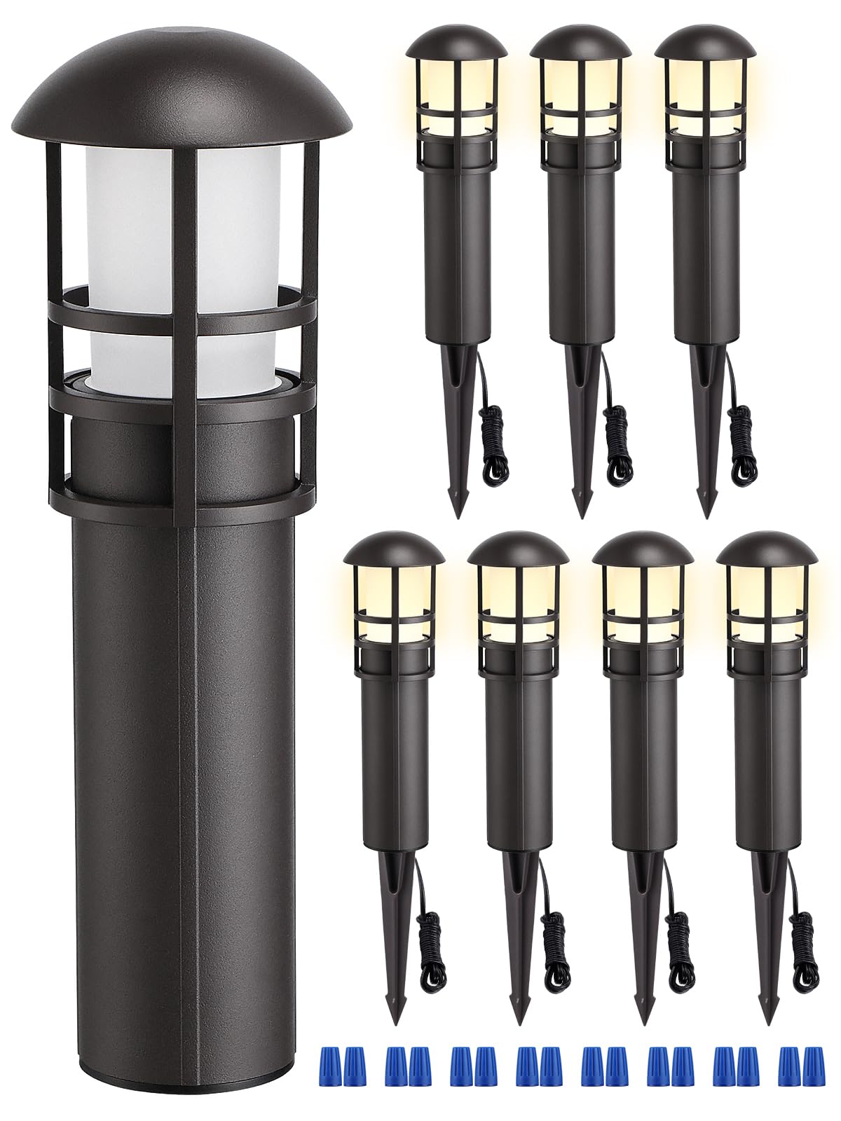 LEONLITE 8-Pack Low Voltage Landscape Lights Pathway, 3W 12V LED Path Lights, CRI90+, IP65 Waterproof Walkway Lights, ETL Listed