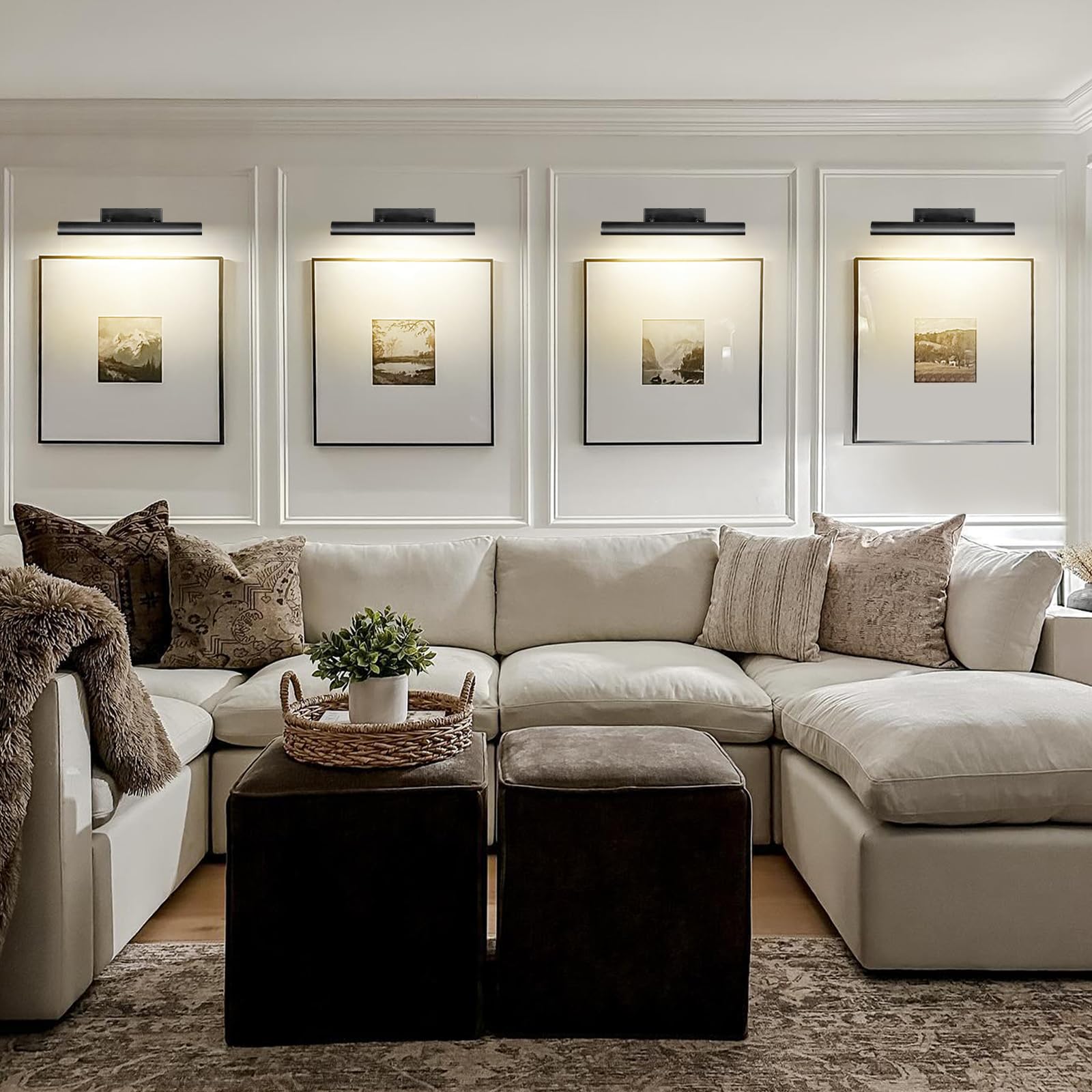 Pioutnf Black Picture Light, 18Inch Hardwired Picture Lights, Rotatable Picture Lights For Wall, Wall Lights For Pictures, Linea