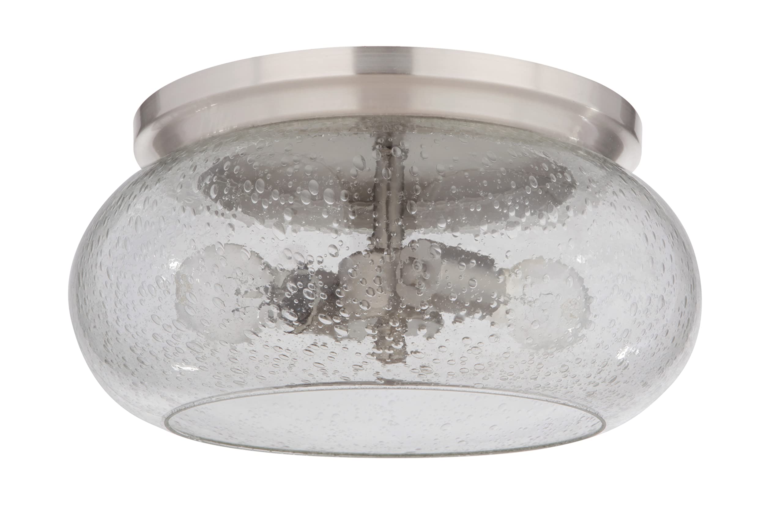 Craftmade 49982-BNK Flush Mount Ceiling Light, 2-Light, 120 Watts, Metal, Brushed Polished Nickel, Clear Seeded Glass