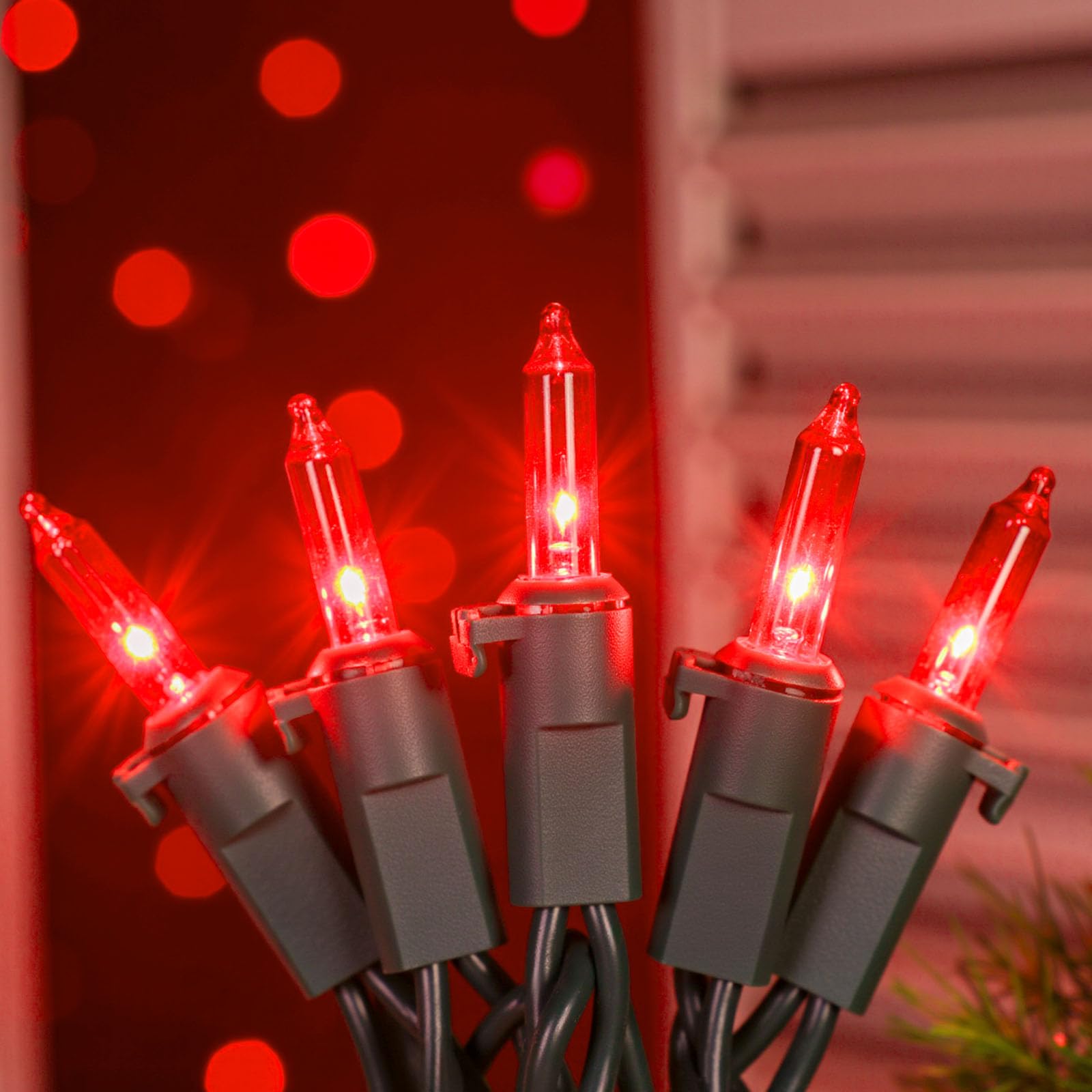 ooLALoo Red Christmas Lights, 13FT 50 Count Incandescent Mini String Lights with Green Wire, UL Certified Connectable Valentine