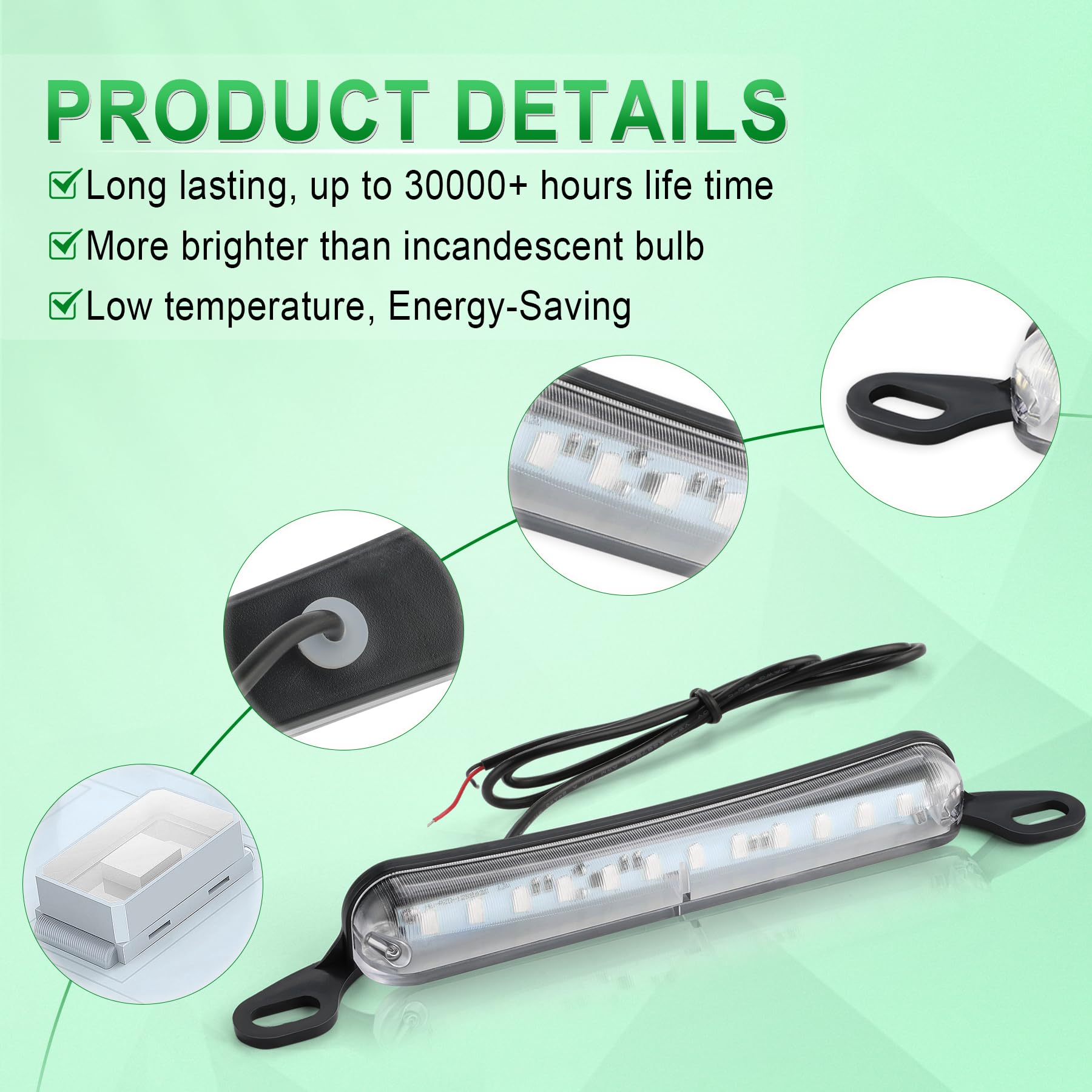 LivTee LED License Plate Light Assembly, Green 6000K, Extremely Bright for Trailer UTV ATV Truck RV Boat Car Accessories