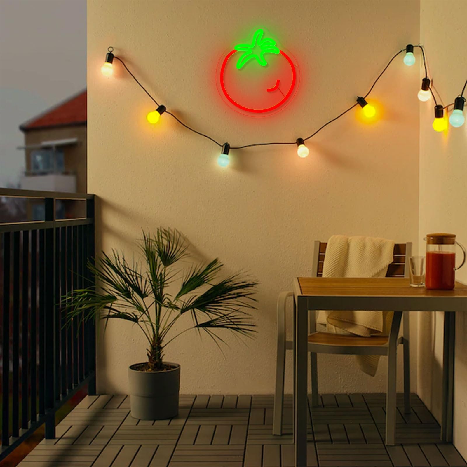 Tomato Neon Sign For Wall Decor,Cute Fruit Led Neon Light 9.4 * 10.2 Inch Dimmable Usb Kawaii Small Tomato Light Up Sign For Boy