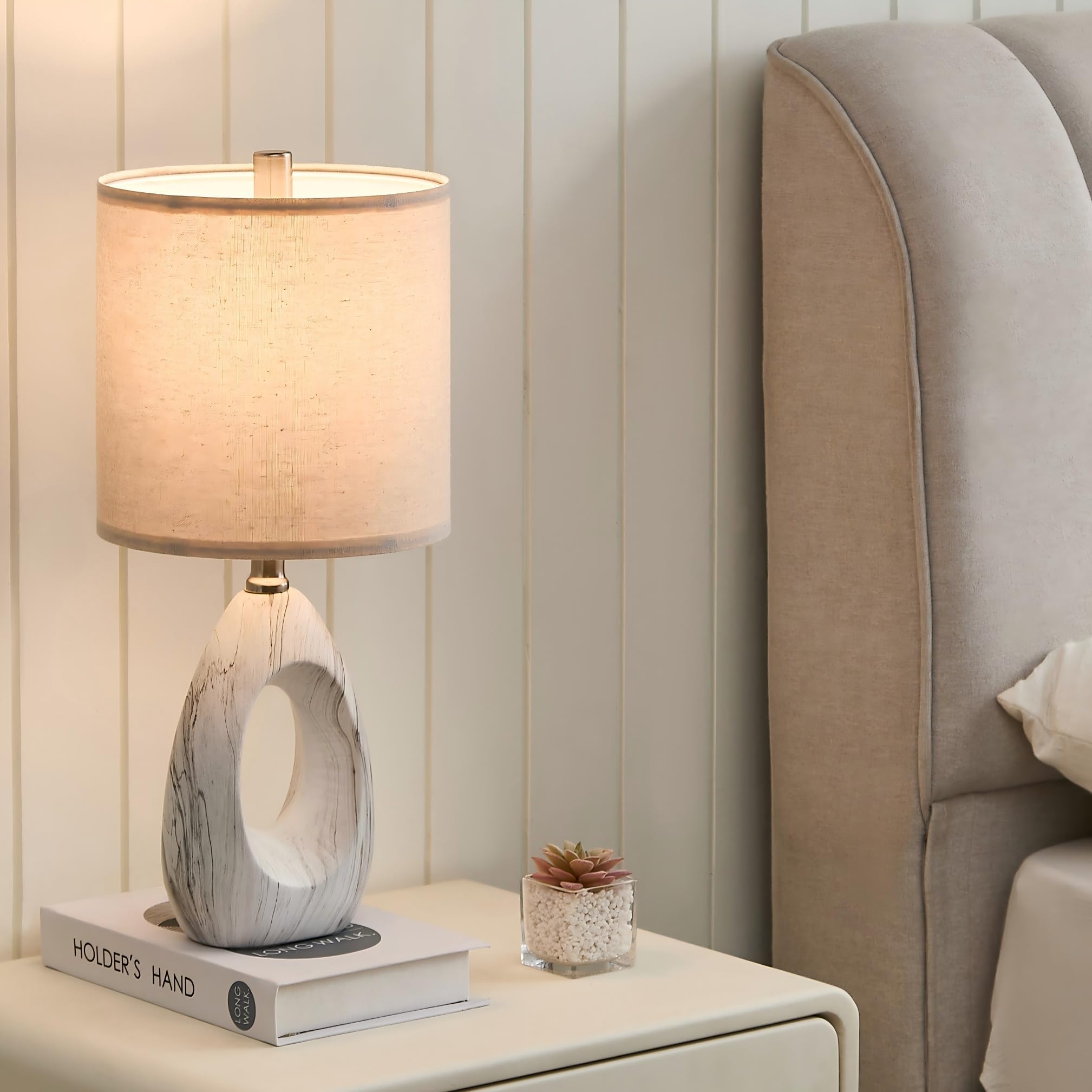 Euo 20'' White Ceramic Lamps Set Of 2 For Bedroom, Small Lamps For Nightstand Set Of 2, Ceramic White Table Lamps For Living Roo