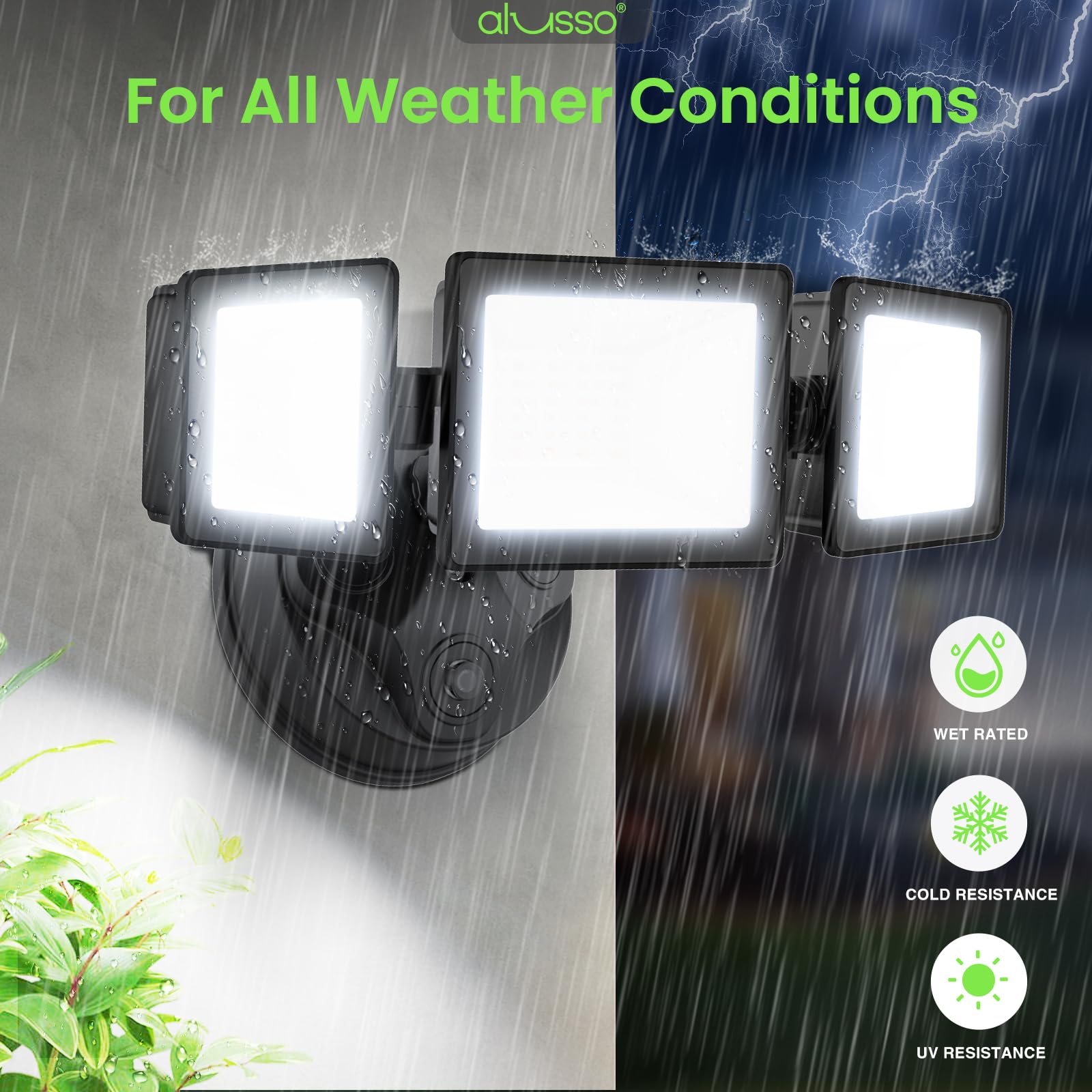 ALUSSO Dusk to Dawn Outdoor Lighting, 40W 4000LM, 3CCT, IP65, 2 Pack, Black, Model ALUSSO-D2D-2